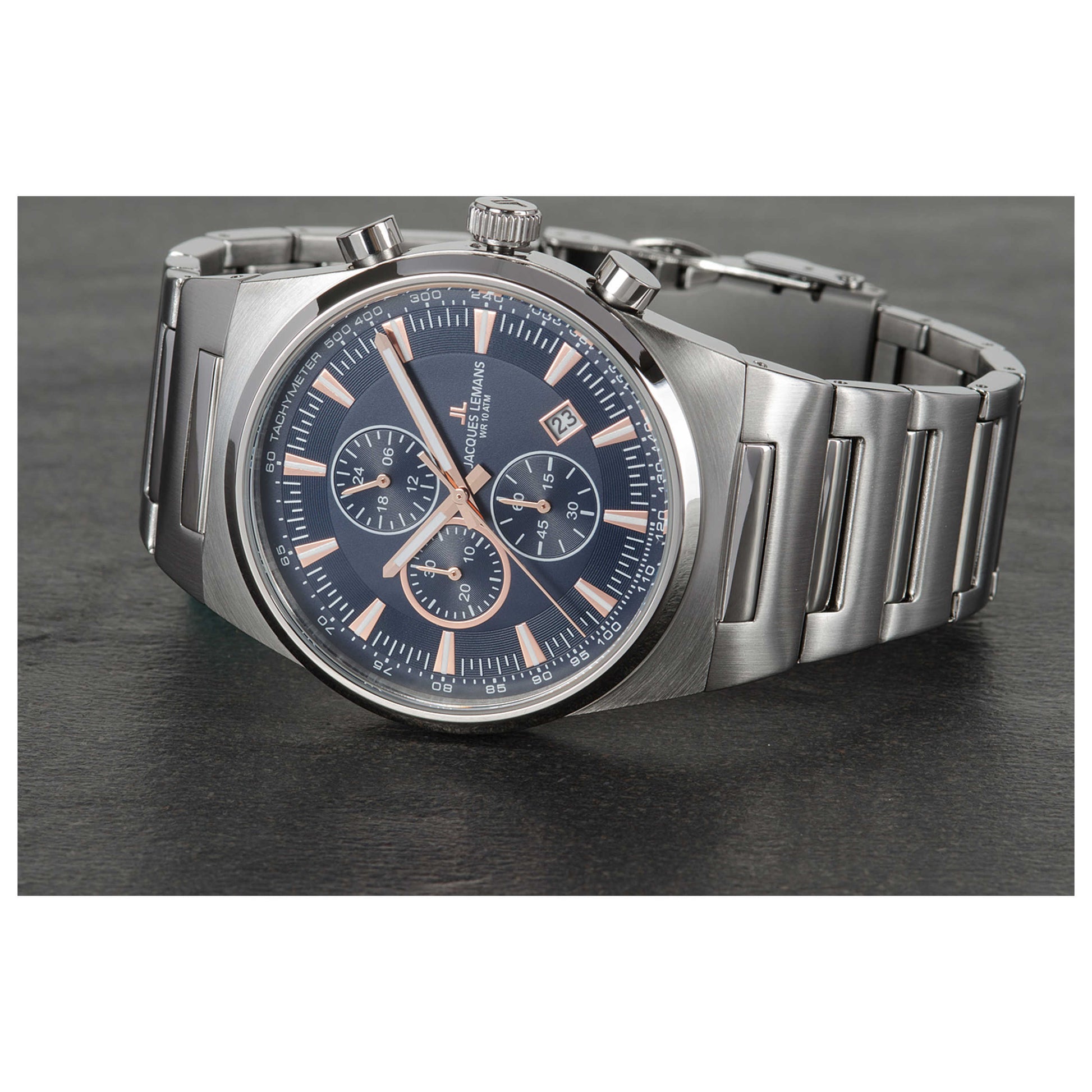 Left view of Jacques Lemans Manchester Men's Quartz Watch 1-1734B