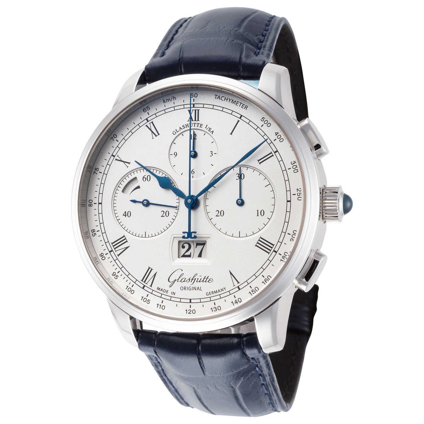 Front view of Glashutte Senator Chrono Men's Automatic Watch 1-37-01-02-03-30