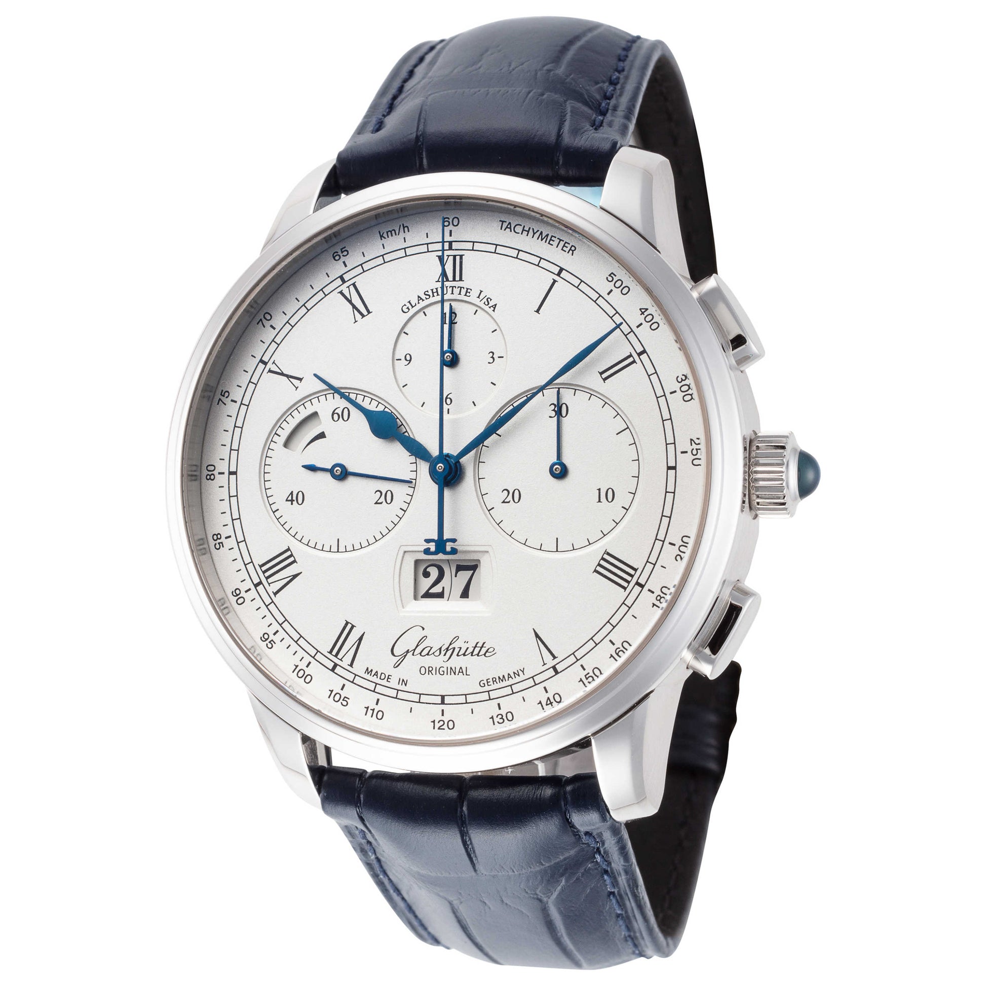 Front view of Glashutte Senator Chrono Men's Automatic Watch 1-37-01-02-03-30