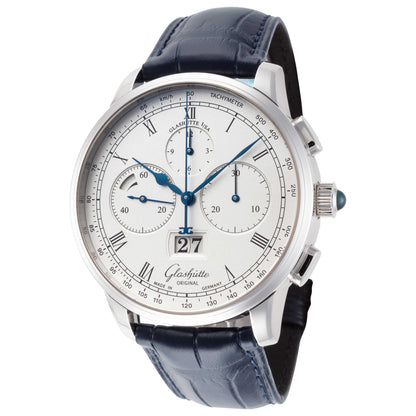Front view of Glashutte Senator Chrono Men's Automatic Watch 1-37-01-02-03-30