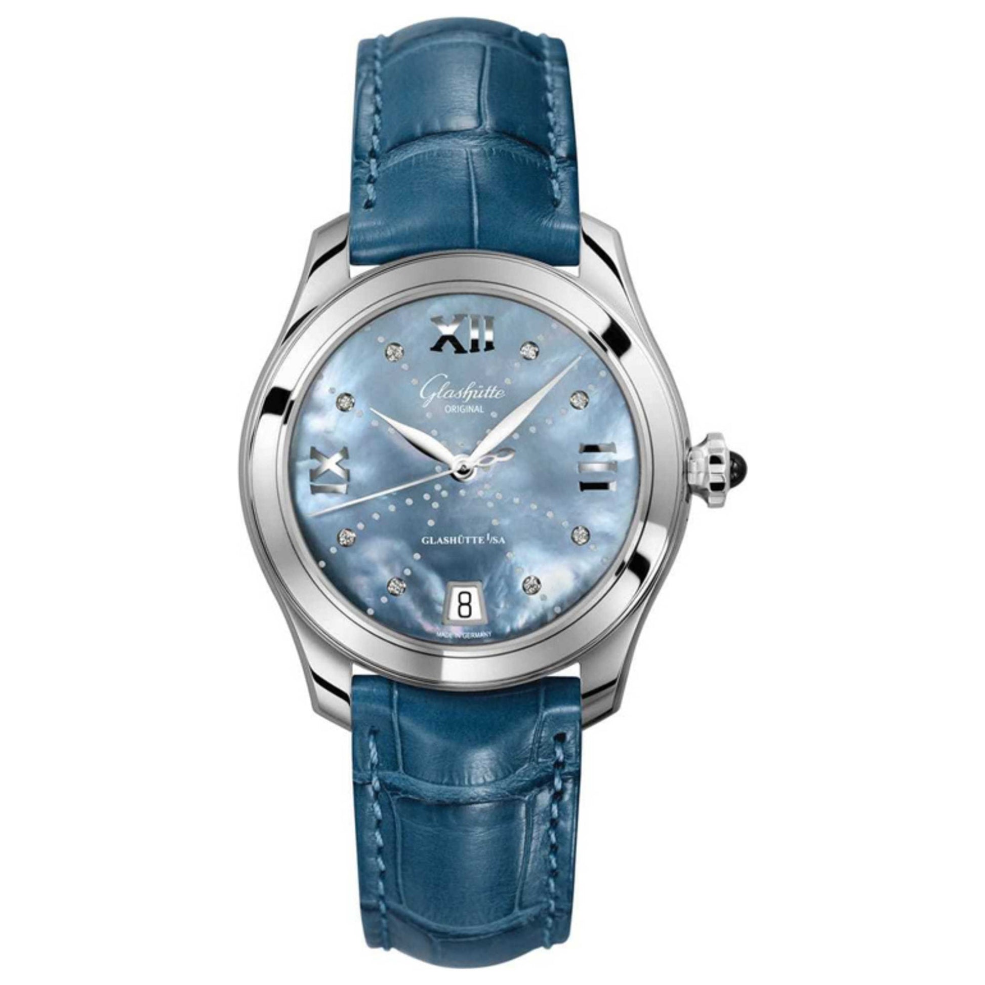 Front view of Glashutte Original Lady Serenade Women's Automatic Watch 1-39-22-11-02-44
