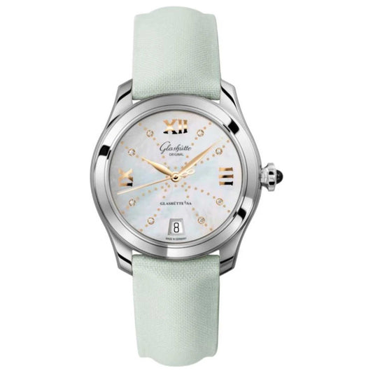 Front view of Glashutte Original Lady Serenade Women's Automatic Watch 1-39-22-12-02-44