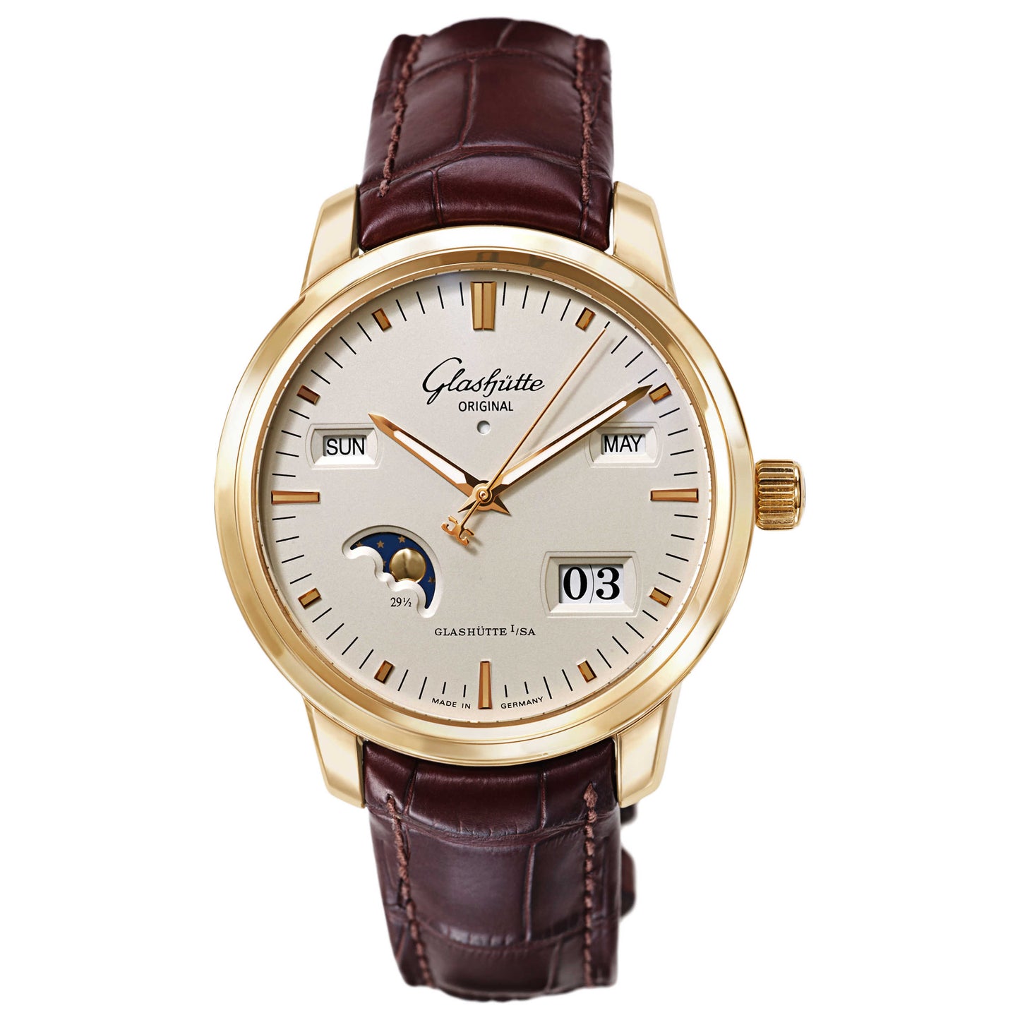 Front view of Glashutte Senator Men's Automatic Watch 100-02-11-01-04