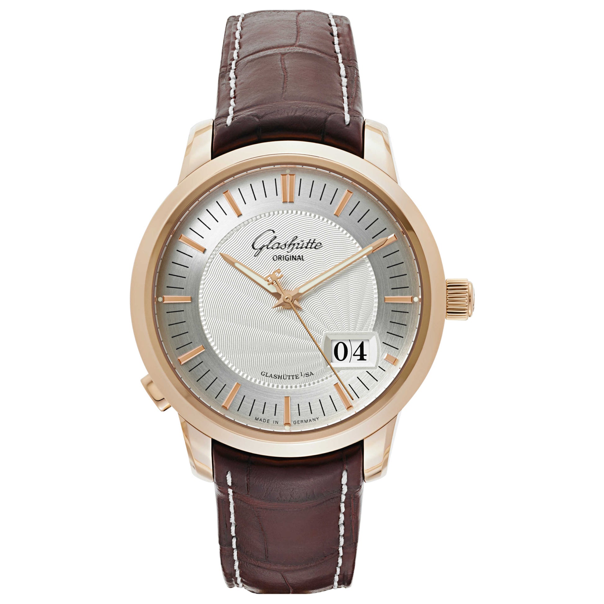 Front view of Glashutte Senator Men's Automatic Watch 100-03-01-01-04