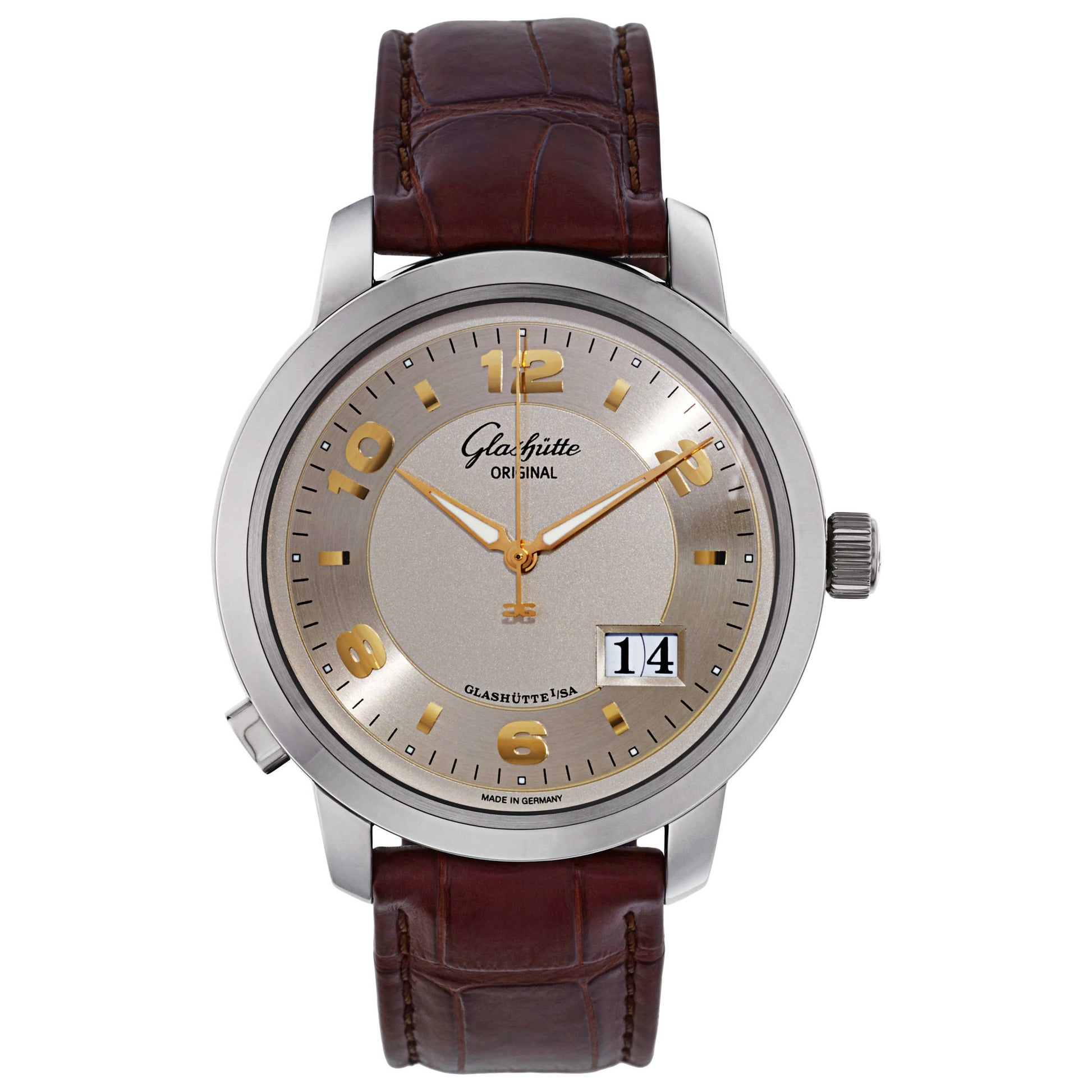 Front view of Glashutte Pano Men's Automatic Watch 100-03-21-14-04