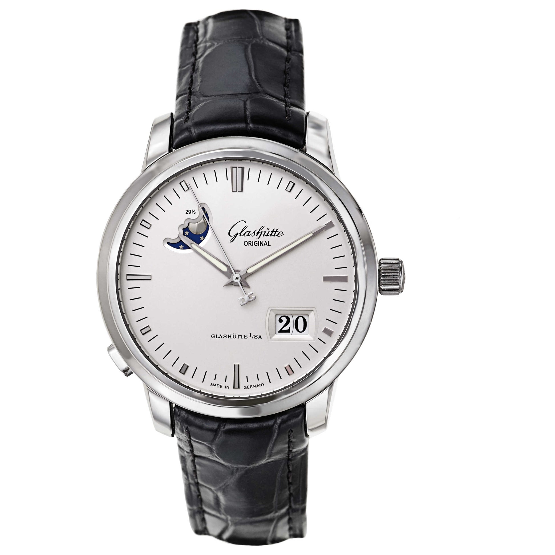 Front view of Glashutte Senator Men's Automatic Watch 100-04-13-02-04