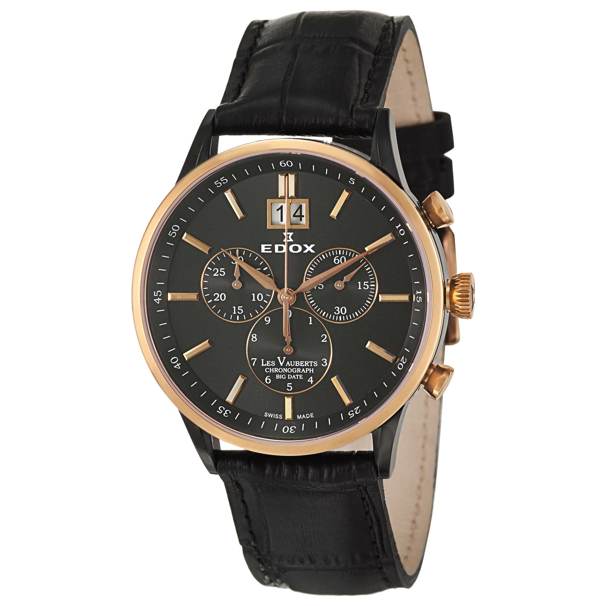Front view of Edox Les Vauberts Men's Swiss Quartz (Battery-Powered) Watch 10010-357RN-NIR