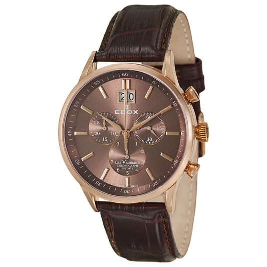 Front view of Edox Les Vauberts Men's Swiss Quartz (Battery-Powered) Watch 10010-37RB-BRIR