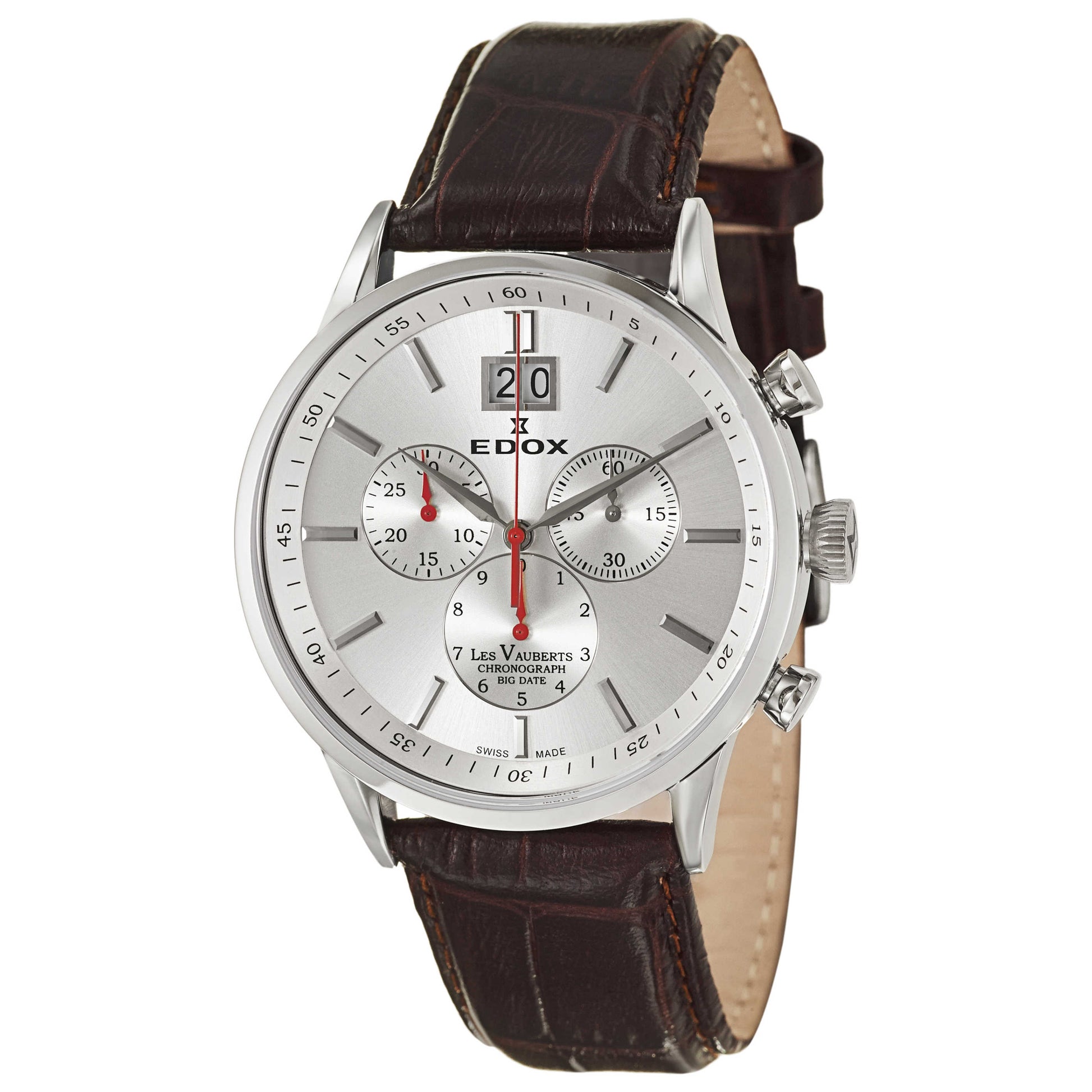 Front view of Edox Les Vauberts Men's Swiss Quartz (Battery-Powered) Watch 10010-3A-AIN