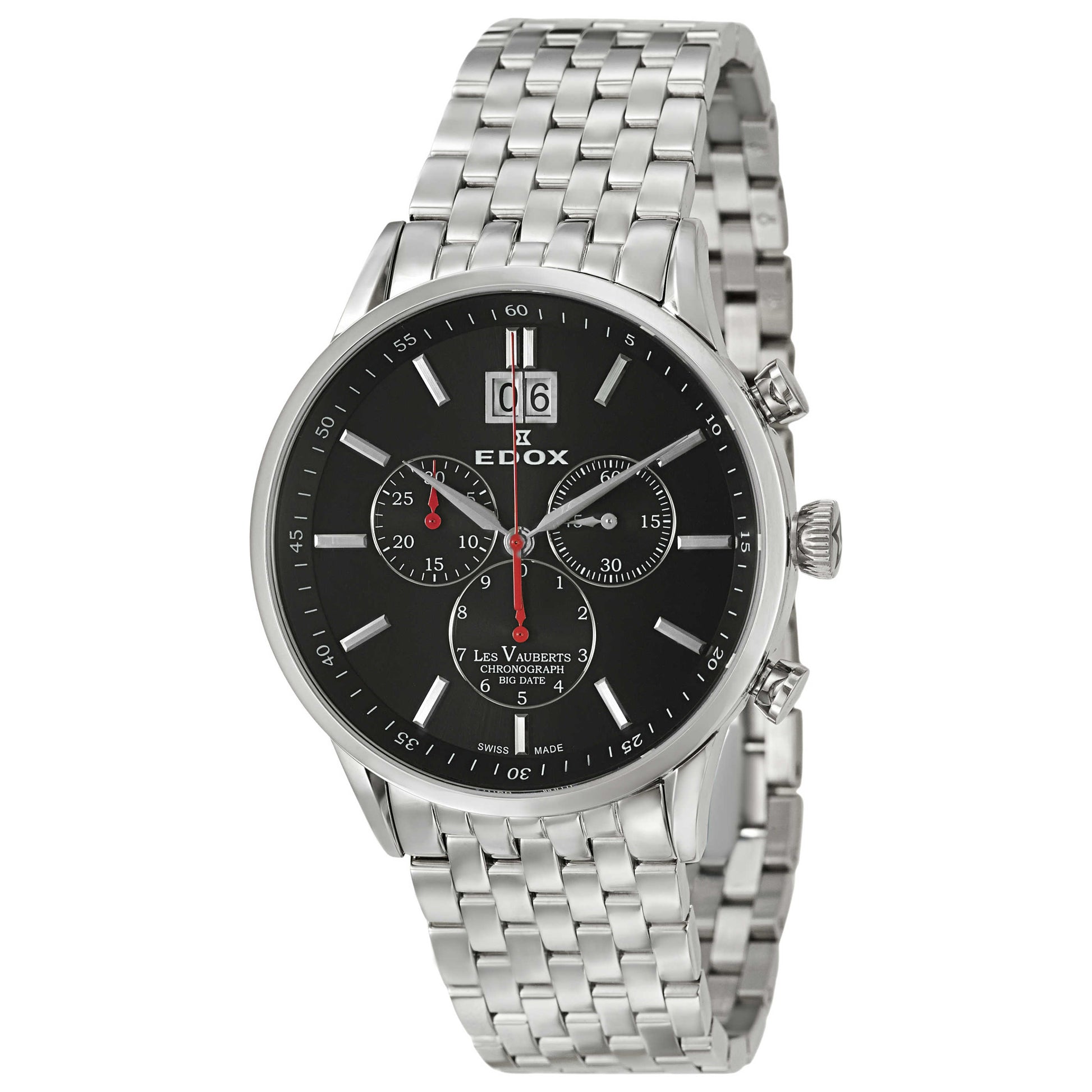 Front view of Edox Les Vauberts Men's Swiss Quartz (Battery-Powered) Watch 10011-3N-NIN