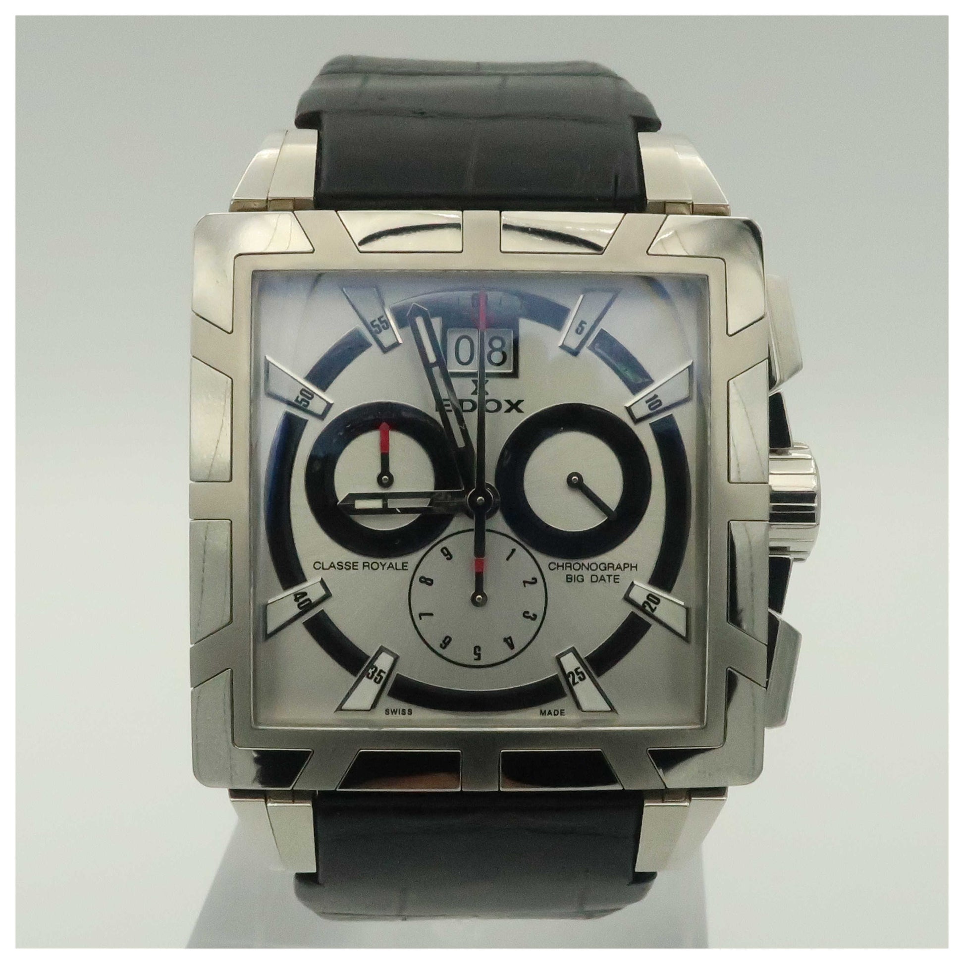 Front view of Edox Classe Royale Men's Swiss Quartz (Battery-Powered) Watch 10013-3-AIN-SDV