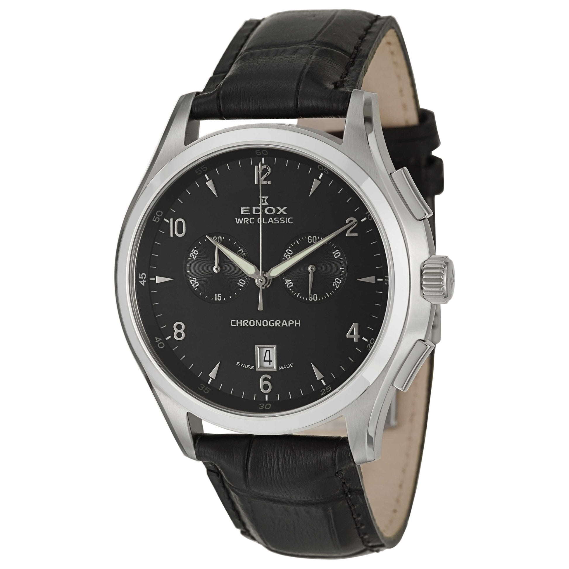 Front view of Edox WRC Men's Swiss Quartz (Battery-Powered) Watch 10101-3-NIN