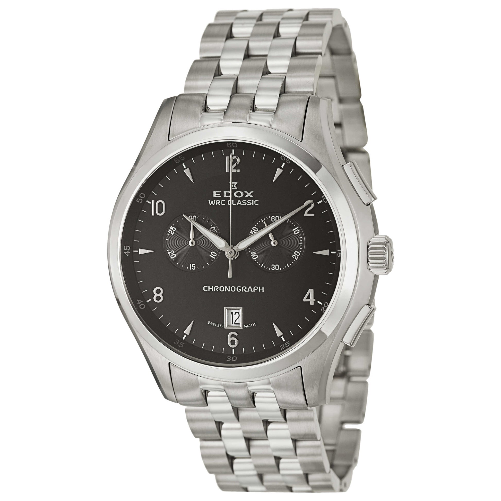 Front view of Edox WRC Men's Swiss Quartz (Battery-Powered) Watch 10102-3-NIN