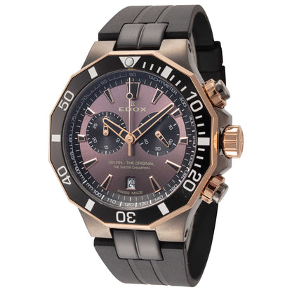 Front view of Edox Delfin The Original Men's Quartz Watch 10112-357GRNCA-BRNR