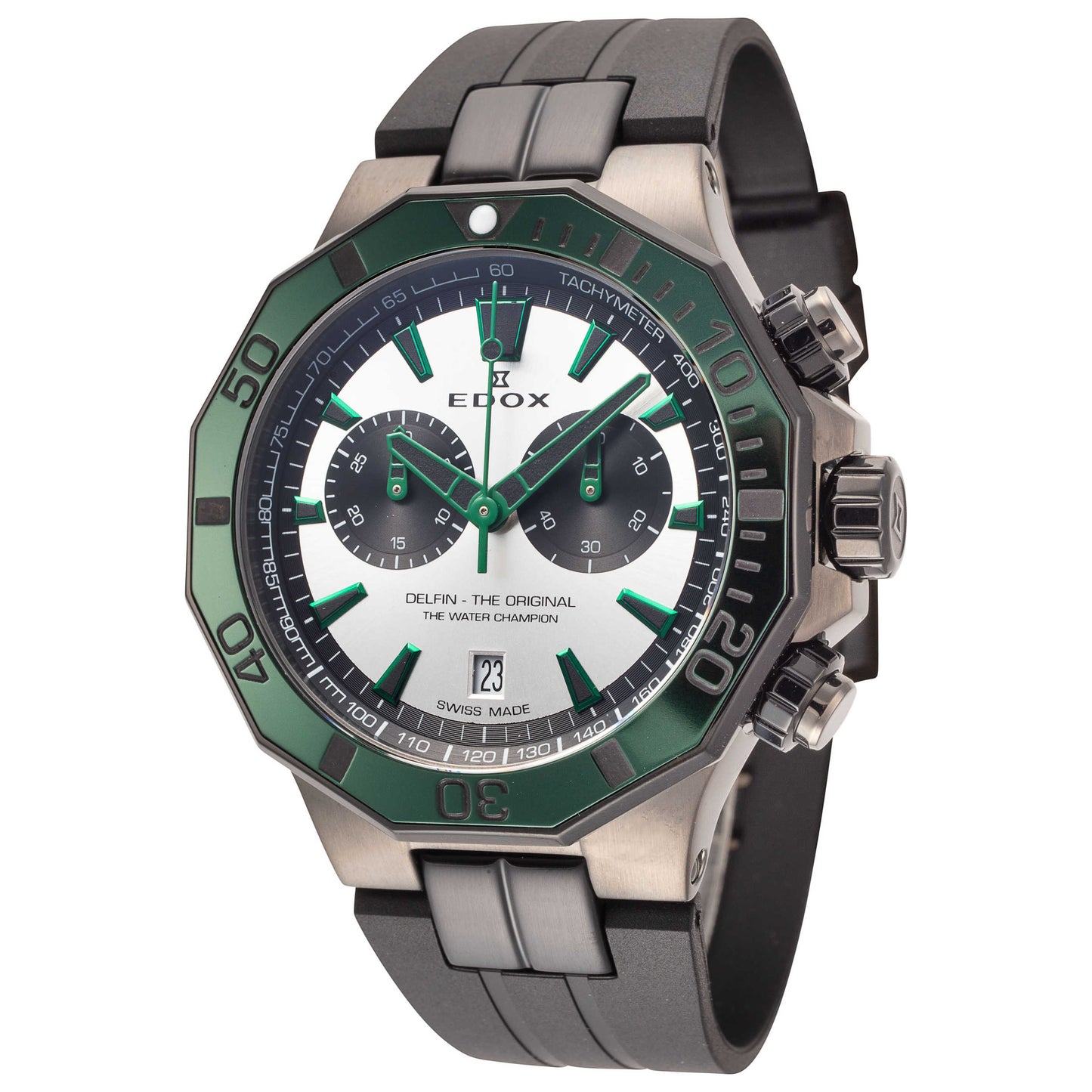 Front view of Edox Delfin The Original Men's Quartz Watch 10112-37GNVCA-ANV