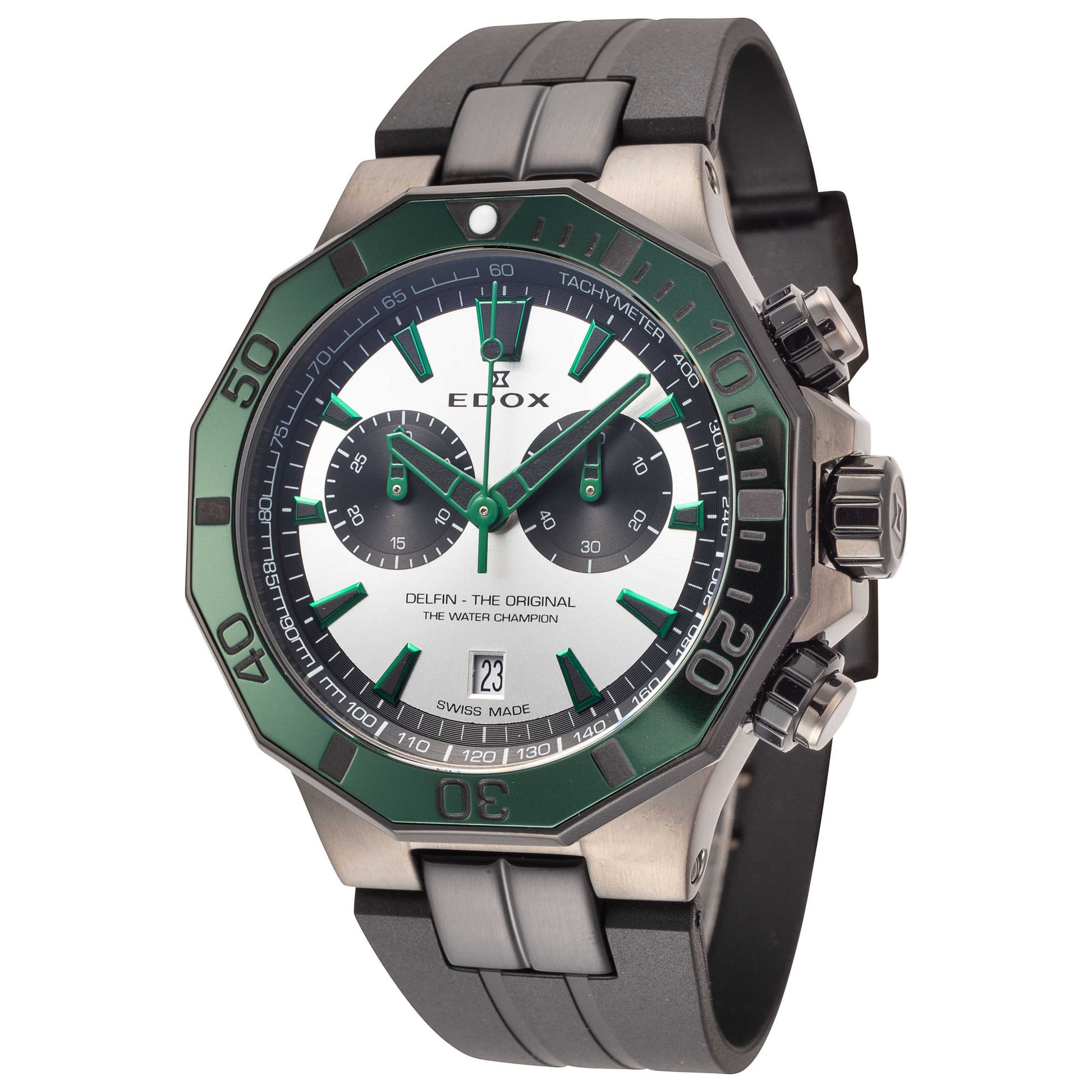 Front view of Edox Delfin The Original Men's Quartz Watch 10112-37GNVCA-ANV