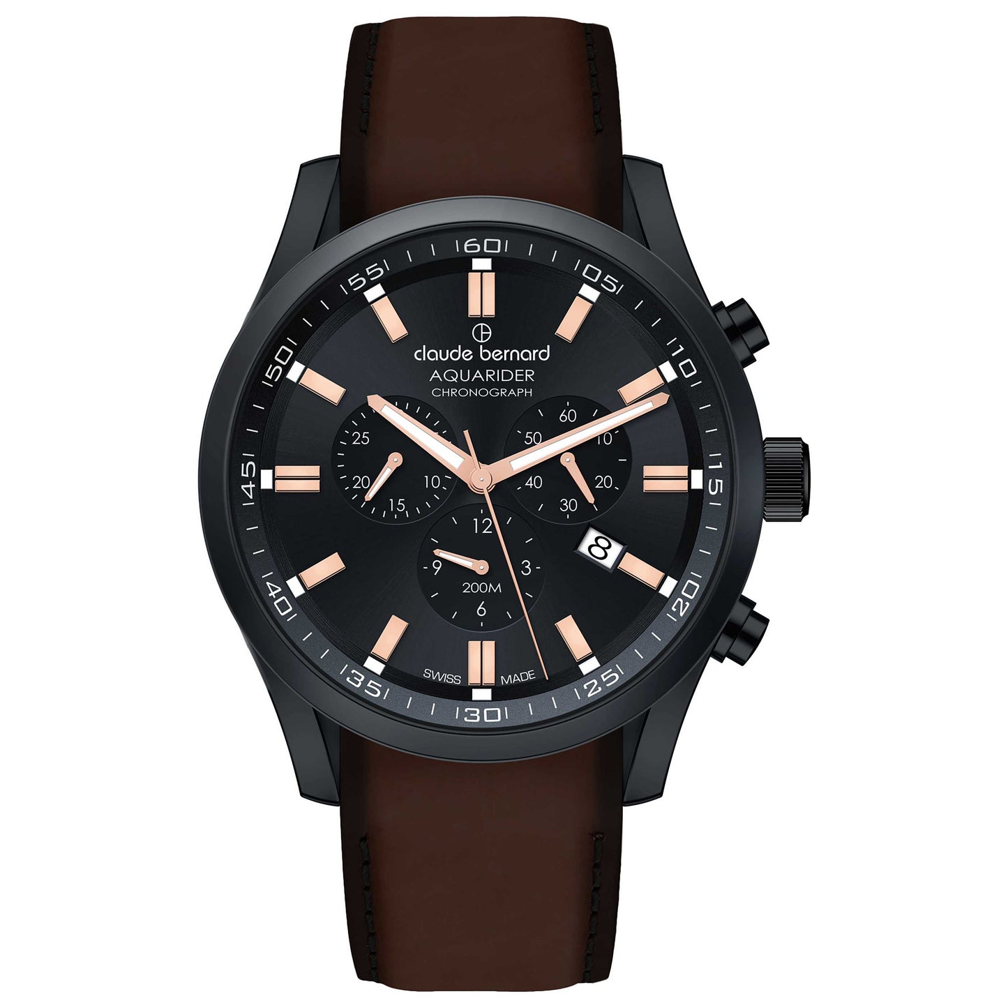 Front view of Claude Bernard Aquarider Men's Quartz Watch 10222-37NC-NIR