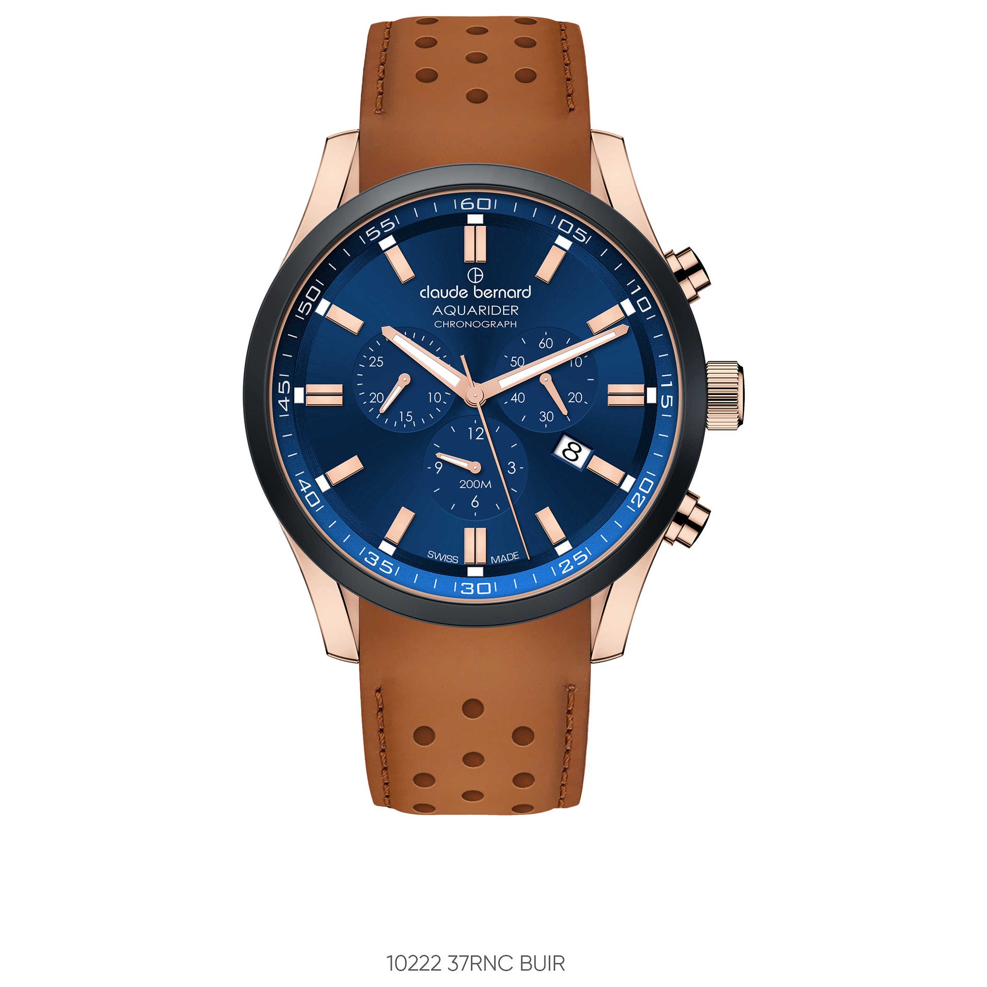 Front view of Claude Bernard Aquarider Men's Quartz Watch 10222-37RNC-BUIR1