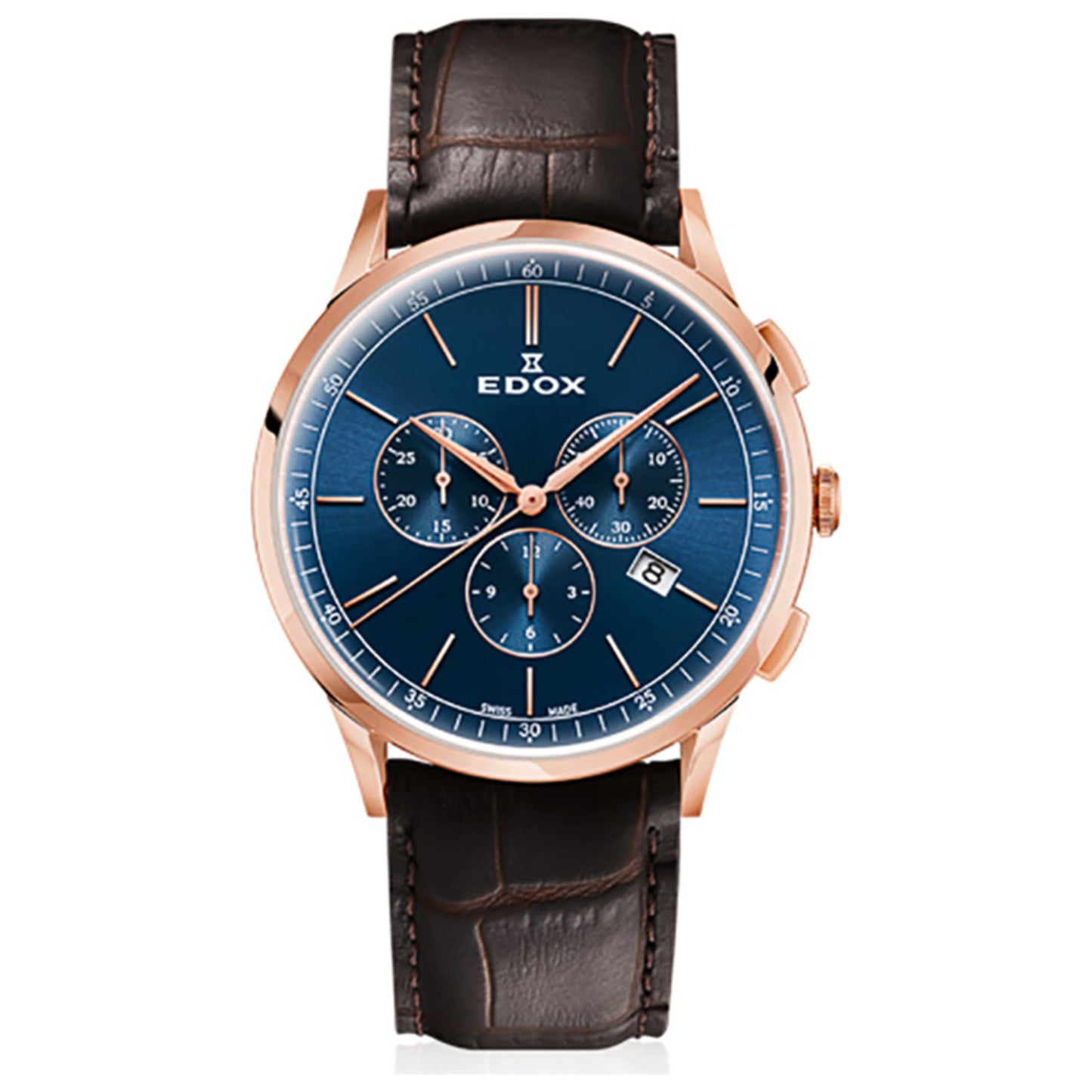 Front view of Edox Les Vauberts Men's Quartz Watch 10236-37RC-BUIR