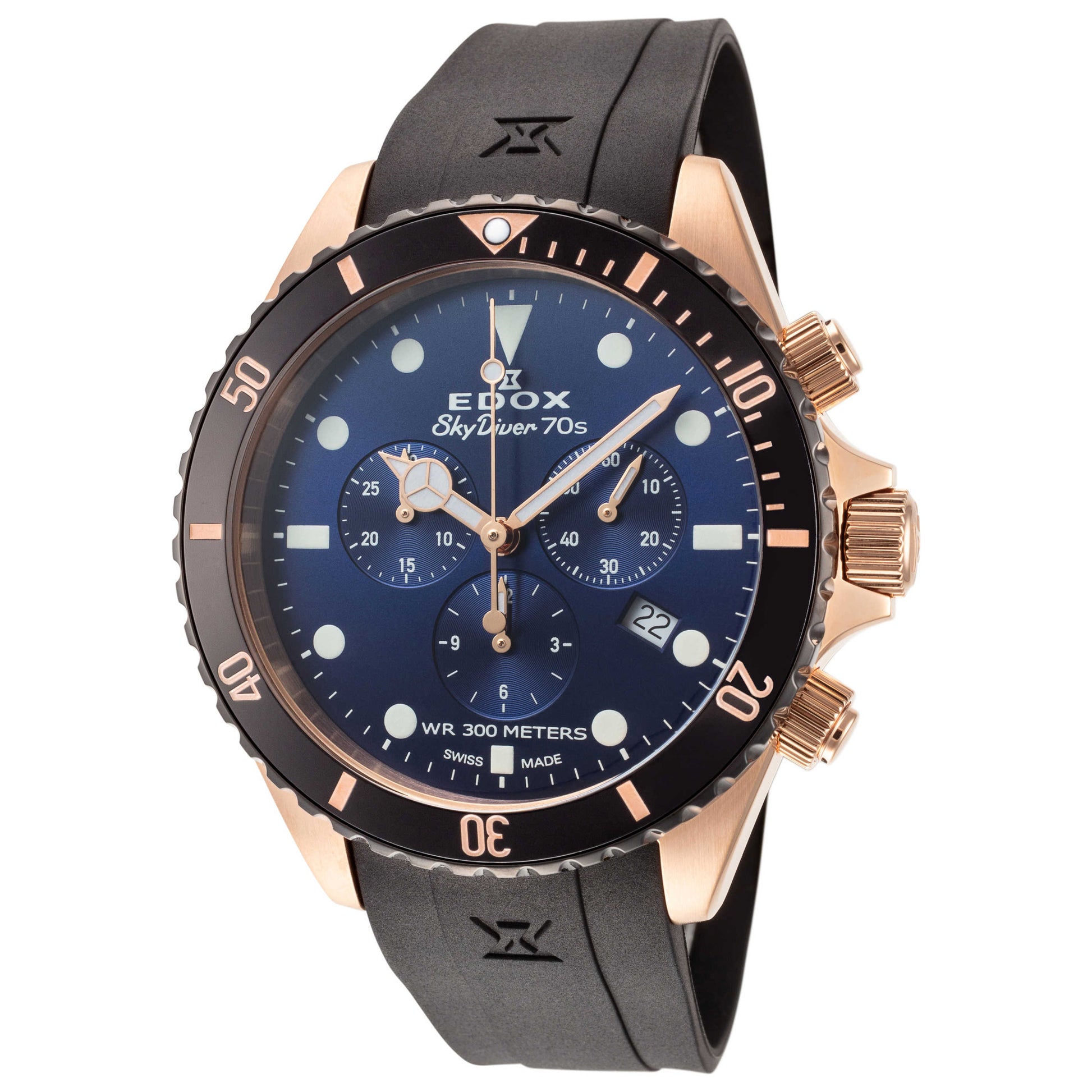 Front view of Edox SkyDiver Men's Quartz Watch 10238-37RNNCA-BUI