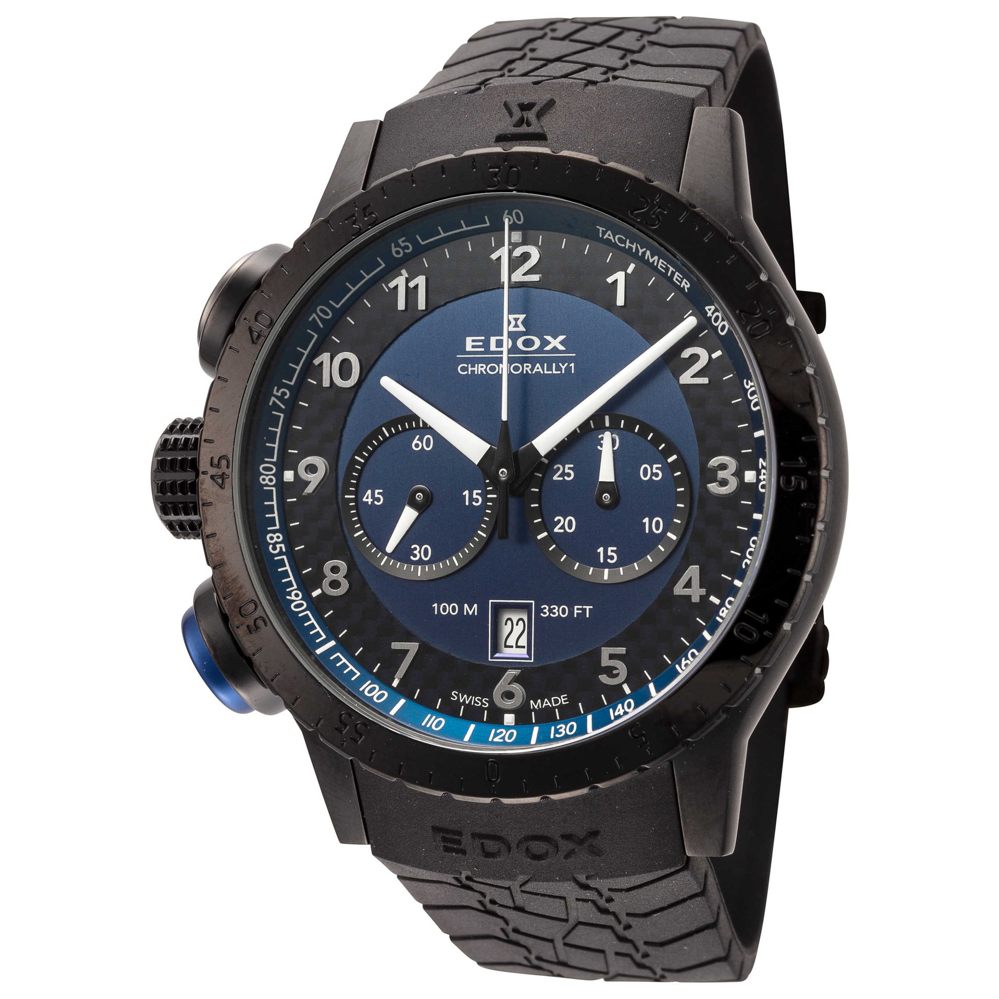 Front view of Edox Chronorally 1 Men's Quartz Watch 10305-37NBUF-BU1