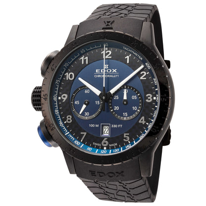 Front view of Edox Chronorally 1 Men's Quartz Watch 10305-37NBUF-BU1
