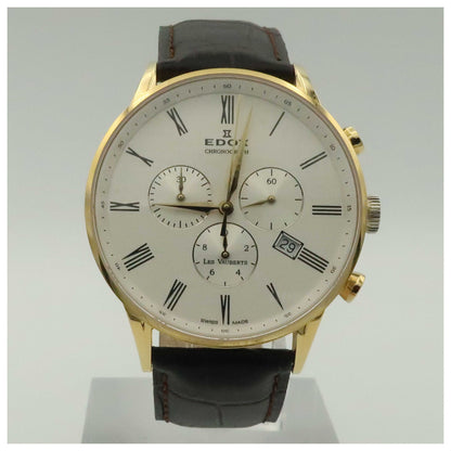 Front view of Edox Les Vauberts Men's Swiss Quartz (Battery-Powered) Watch 10408-37JA-ABD-PO