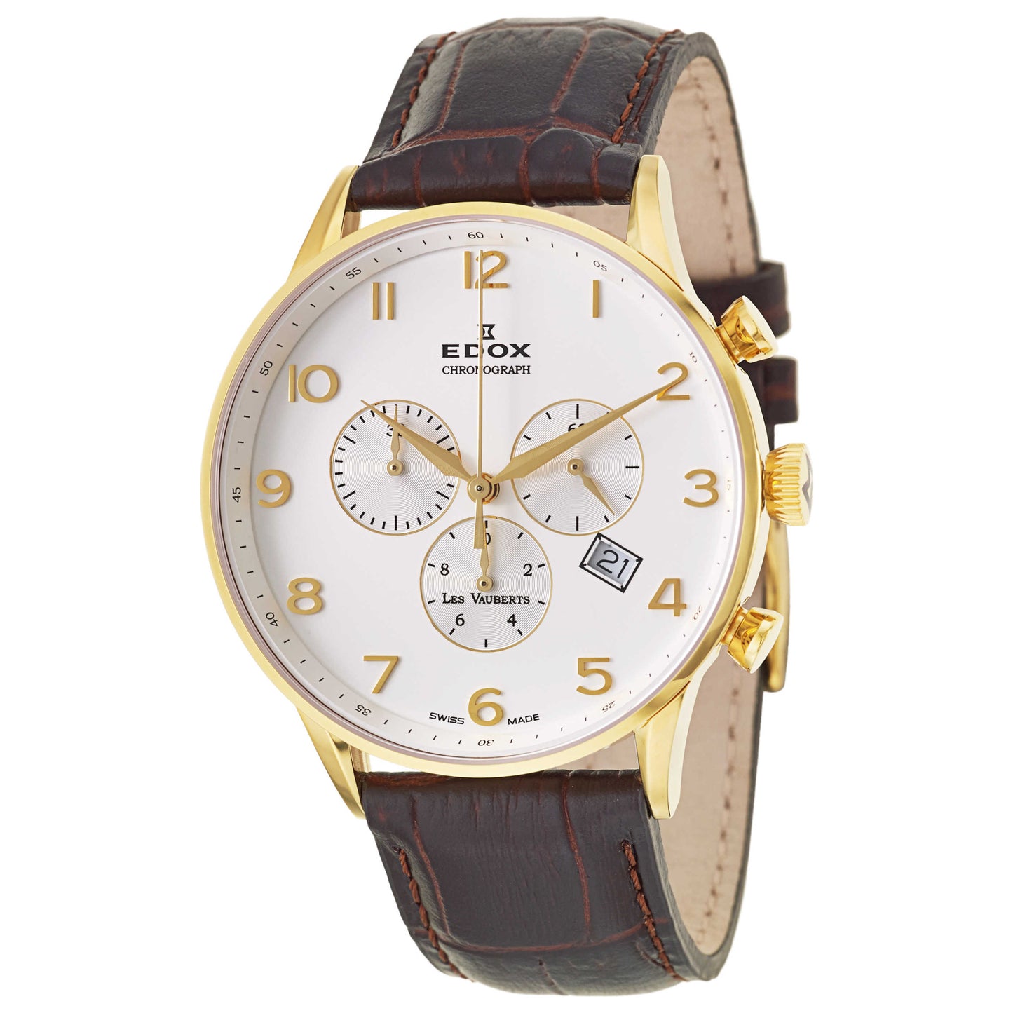 Front view of Edox Les Vauberts Men's Swiss Quartz (Battery-Powered) Watch 10408-37JA-ABD