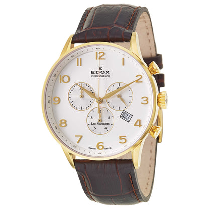 Front view of Edox Les Vauberts Men's Swiss Quartz (Battery-Powered) Watch 10408-37JA-ABD