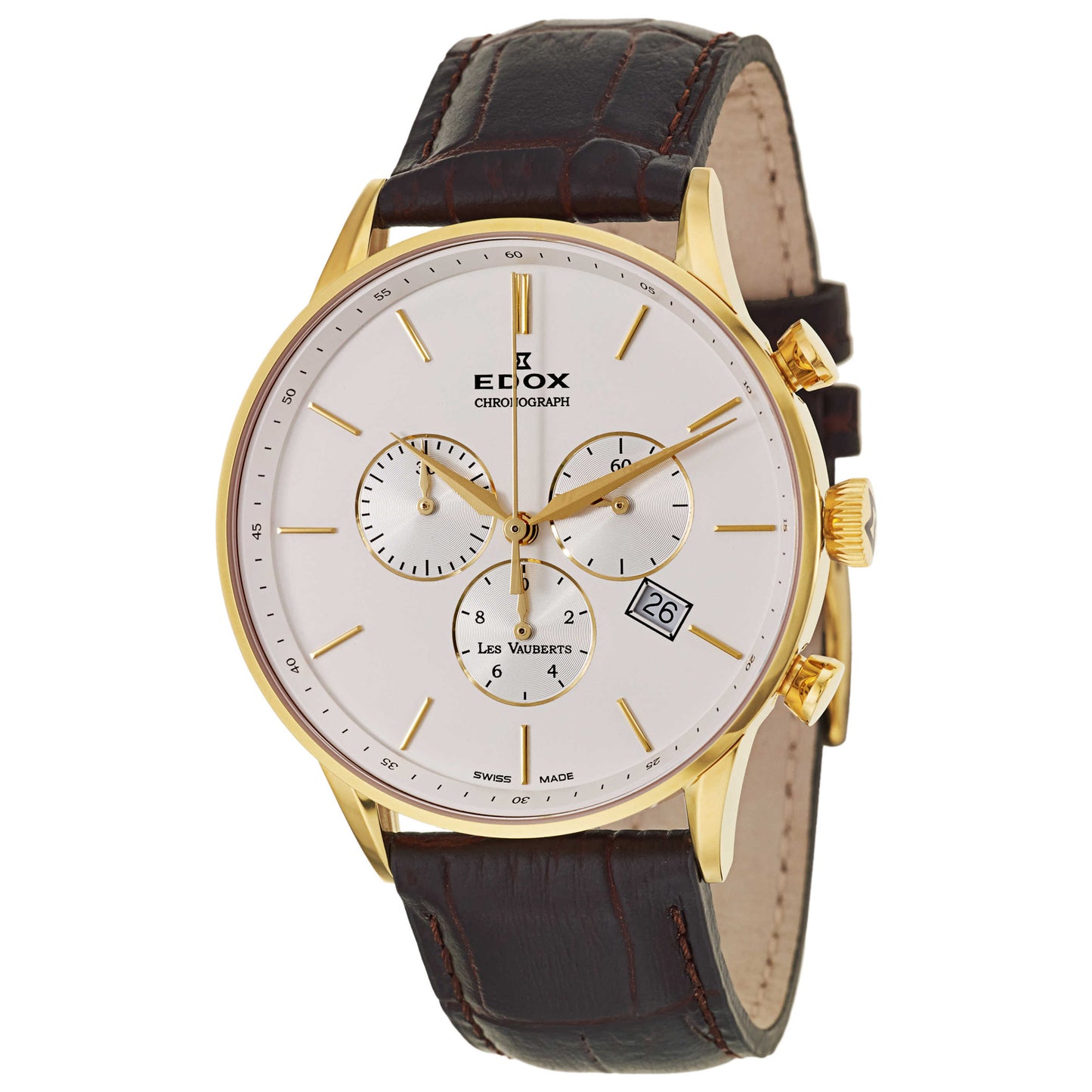Front view of Edox Les Vauberts Men's Swiss Quartz (Battery-Powered) Watch 10408-37JA-AID