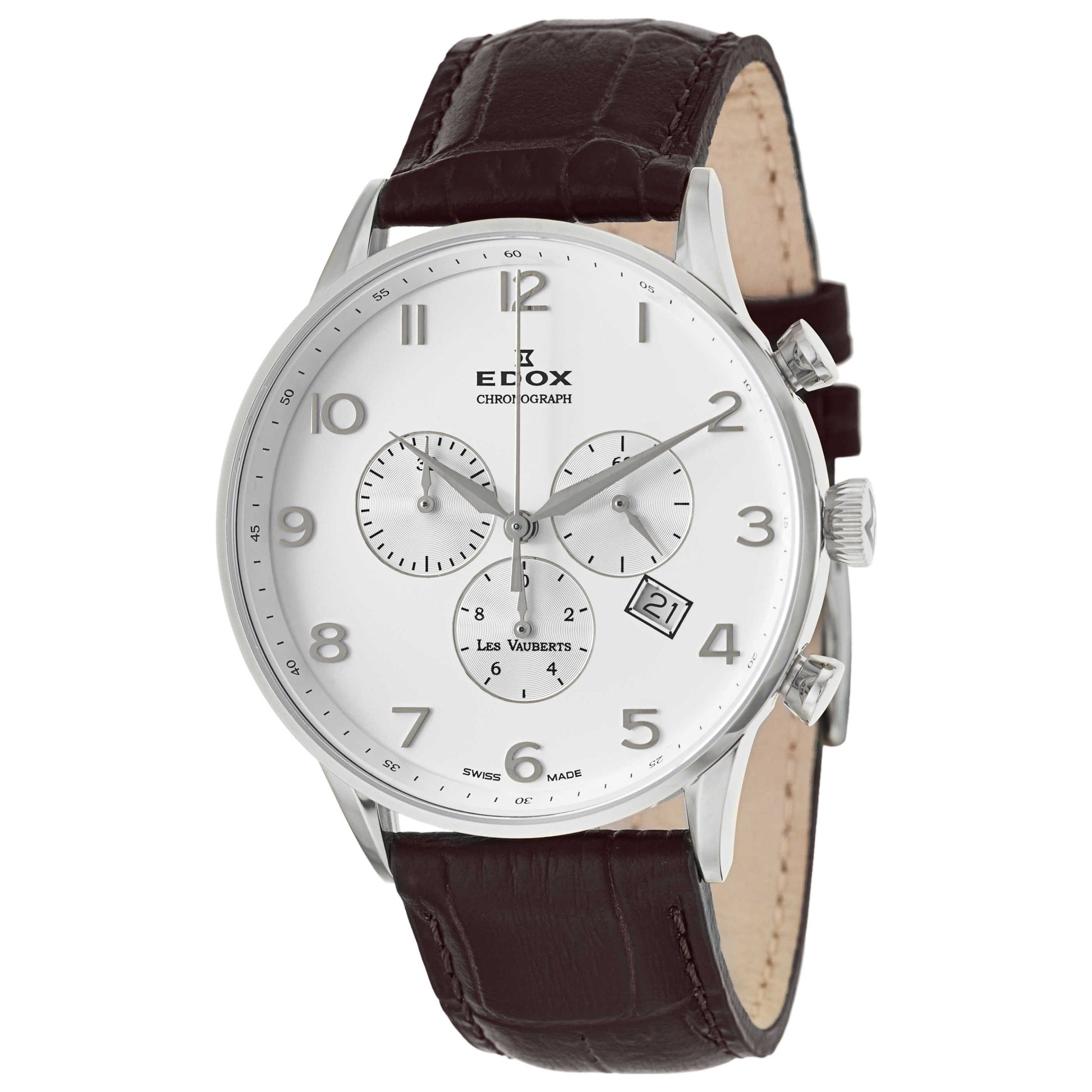Front view of Edox Les Vauberts Men's Swiss Quartz (Battery-Powered) Watch 10408-3A-ABN