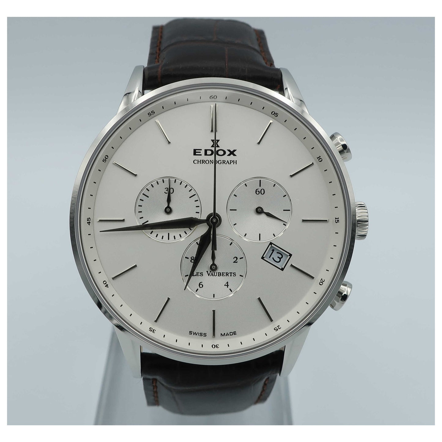 Front view of Edox Les Vauberts Men's Swiss Quartz (Battery-Powered) Watch 10408-3A-AIN-SD