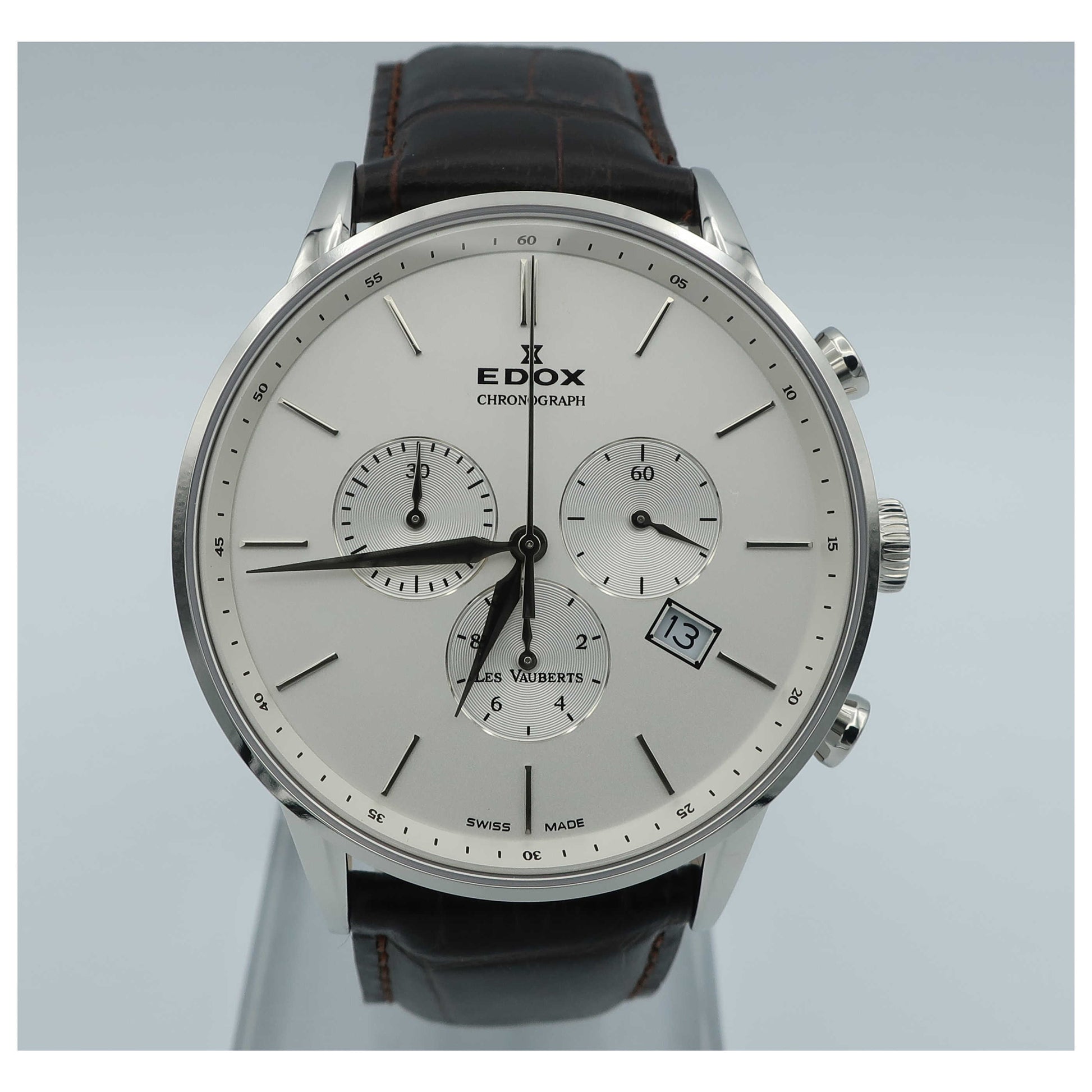 Front view of Edox Les Vauberts Men's Swiss Quartz (Battery-Powered) Watch 10408-3A-AIN-SD