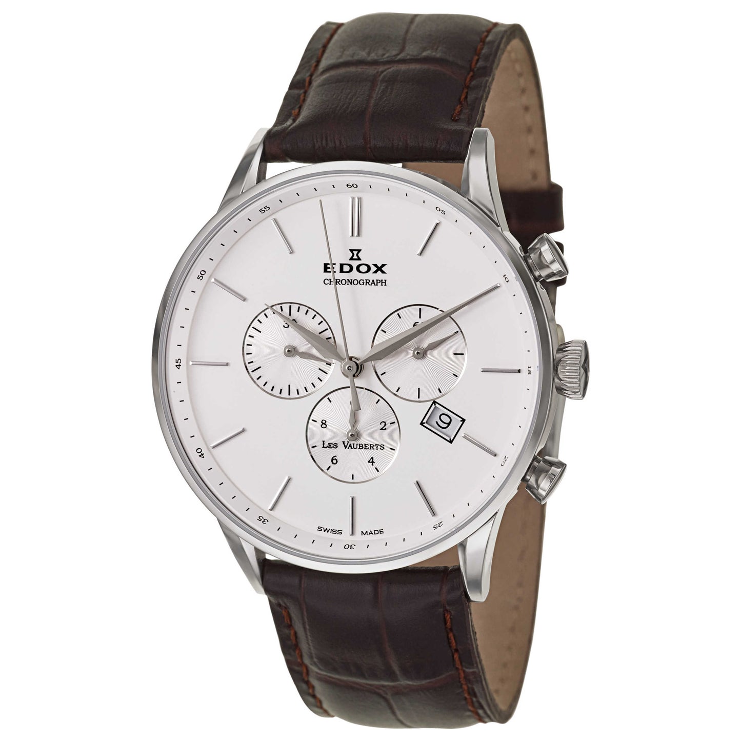 Front view of Edox Les Vauberts Men's Swiss Quartz (Battery-Powered) Watch 10408-3A-AIN