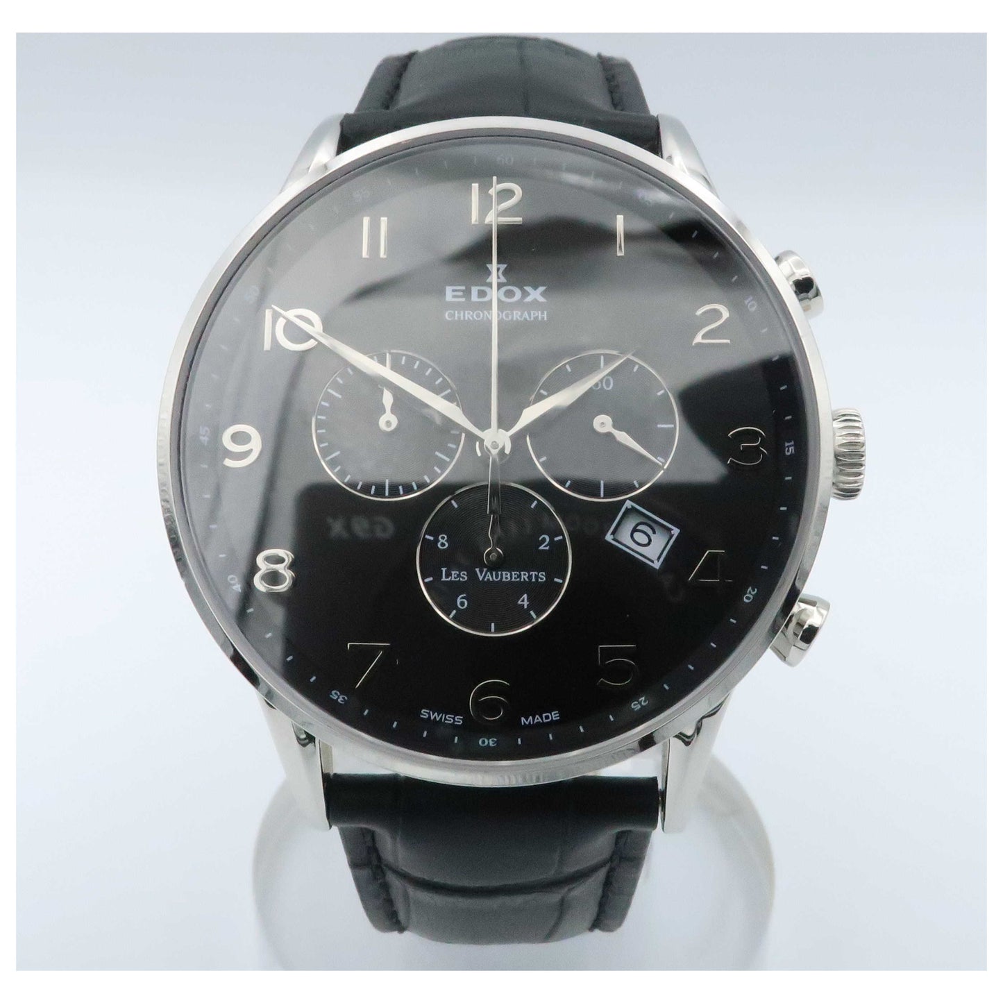 Front view of Edox Les Vauberts Men's Swiss Quartz (Battery-Powered) Watch 10408-3N-NBN-PO