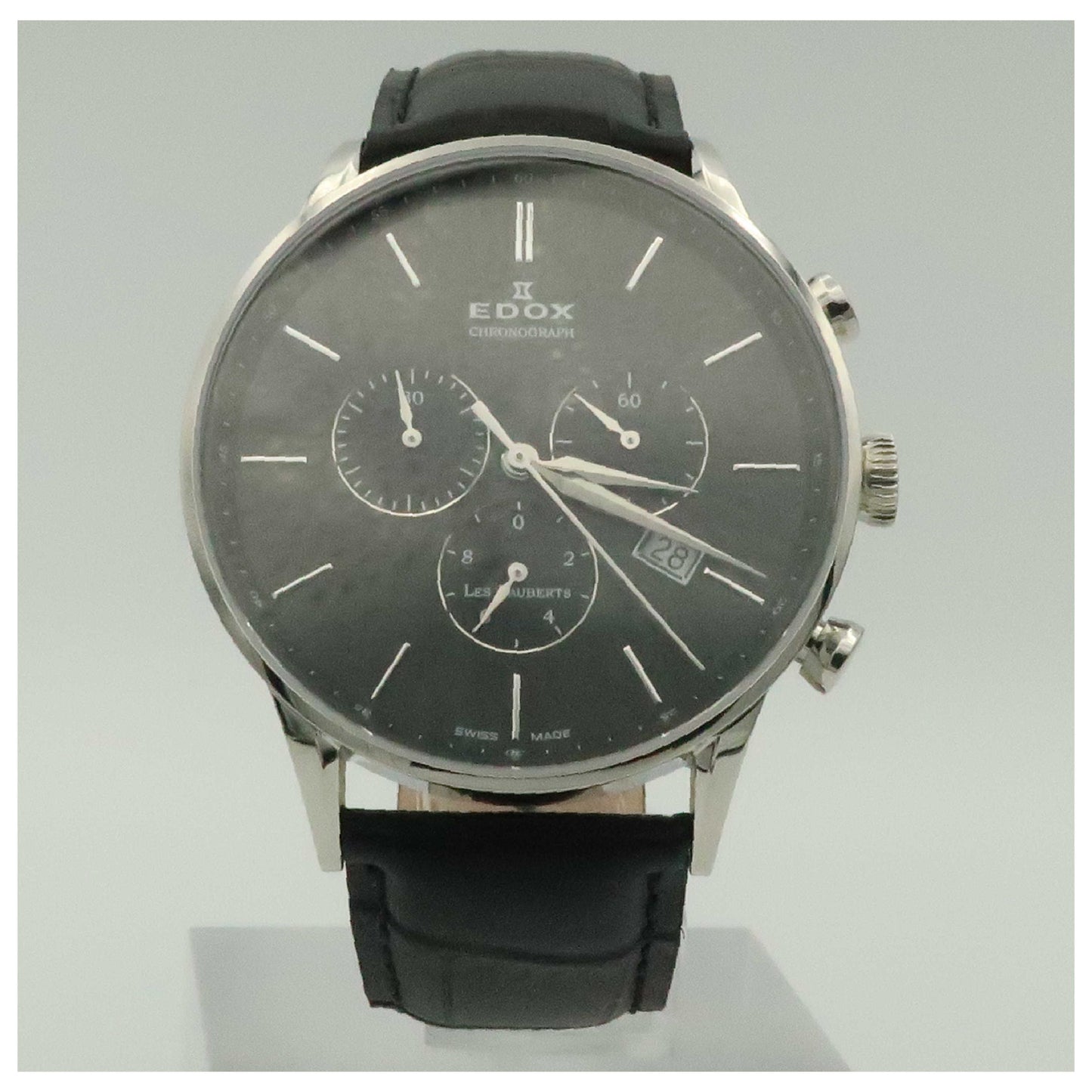Front view of Edox Les Vauberts Men's Swiss Quartz (Battery-Powered) Watch 10408-3N-NIN-PO