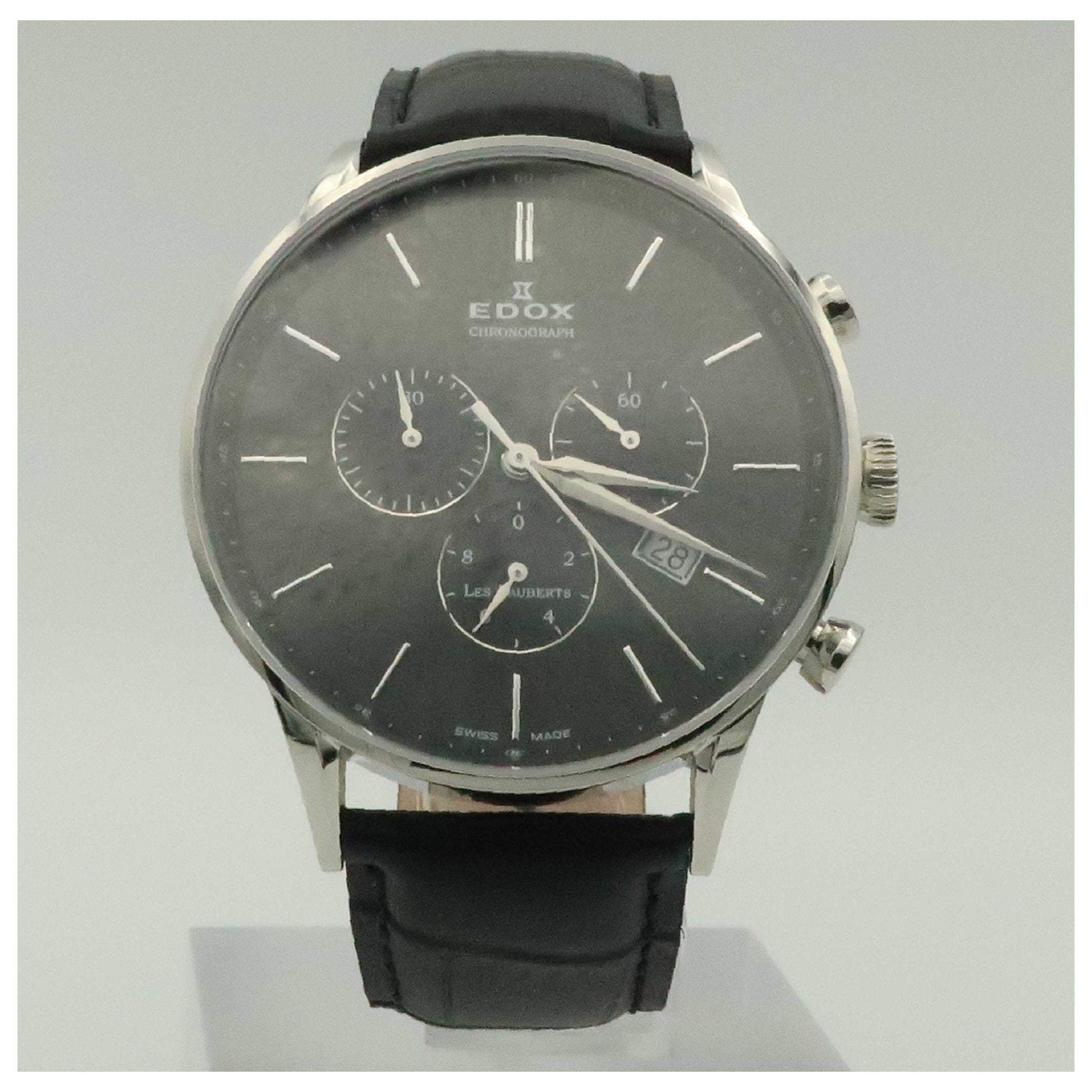 Front view of Edox Les Vauberts Men's Swiss Quartz (Battery-Powered) Watch 10408-3N-NIN-PO