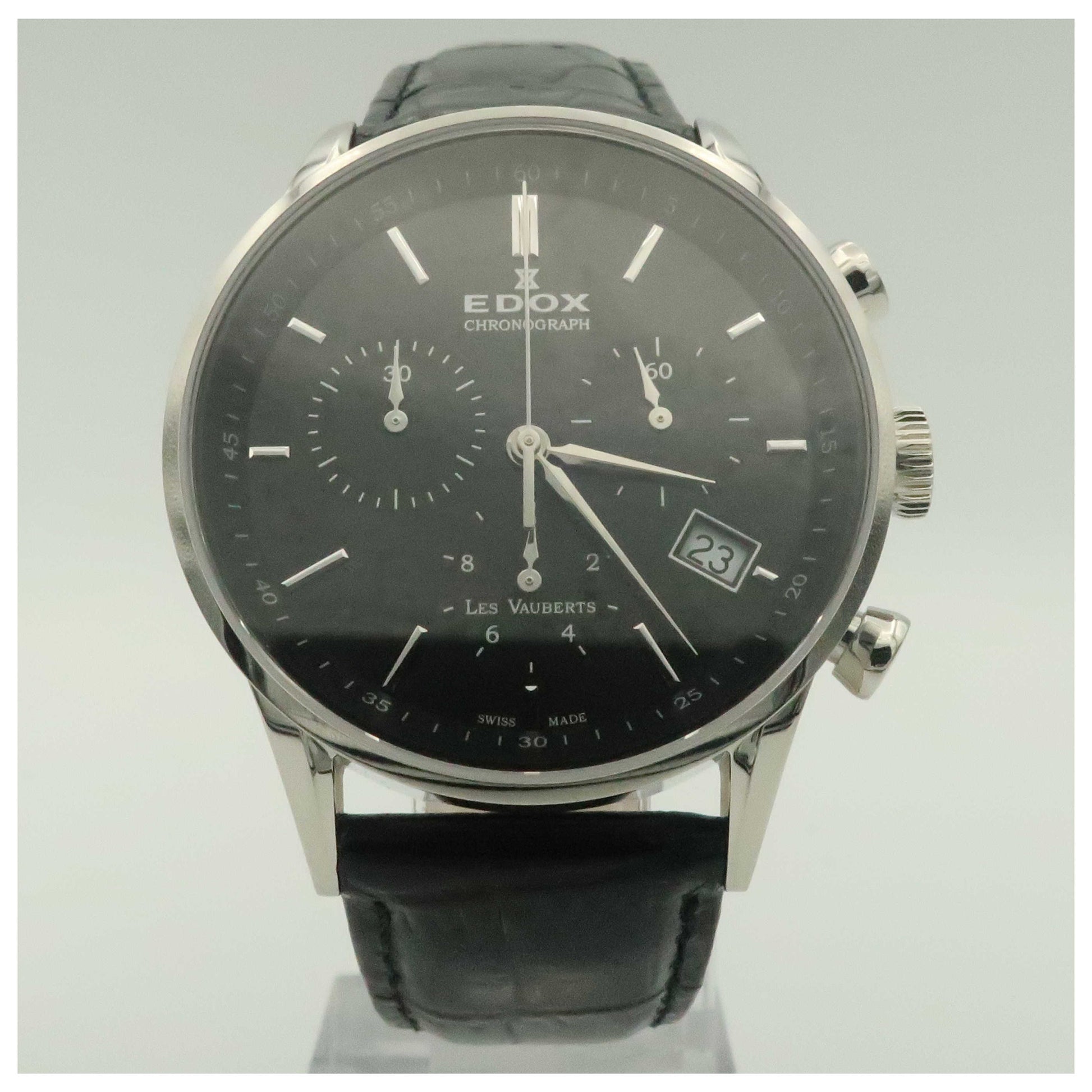 Front view of Edox Les Vauberts Men's Swiss Quartz (Battery-Powered) Watch 10408-3N-NIN-SDV
