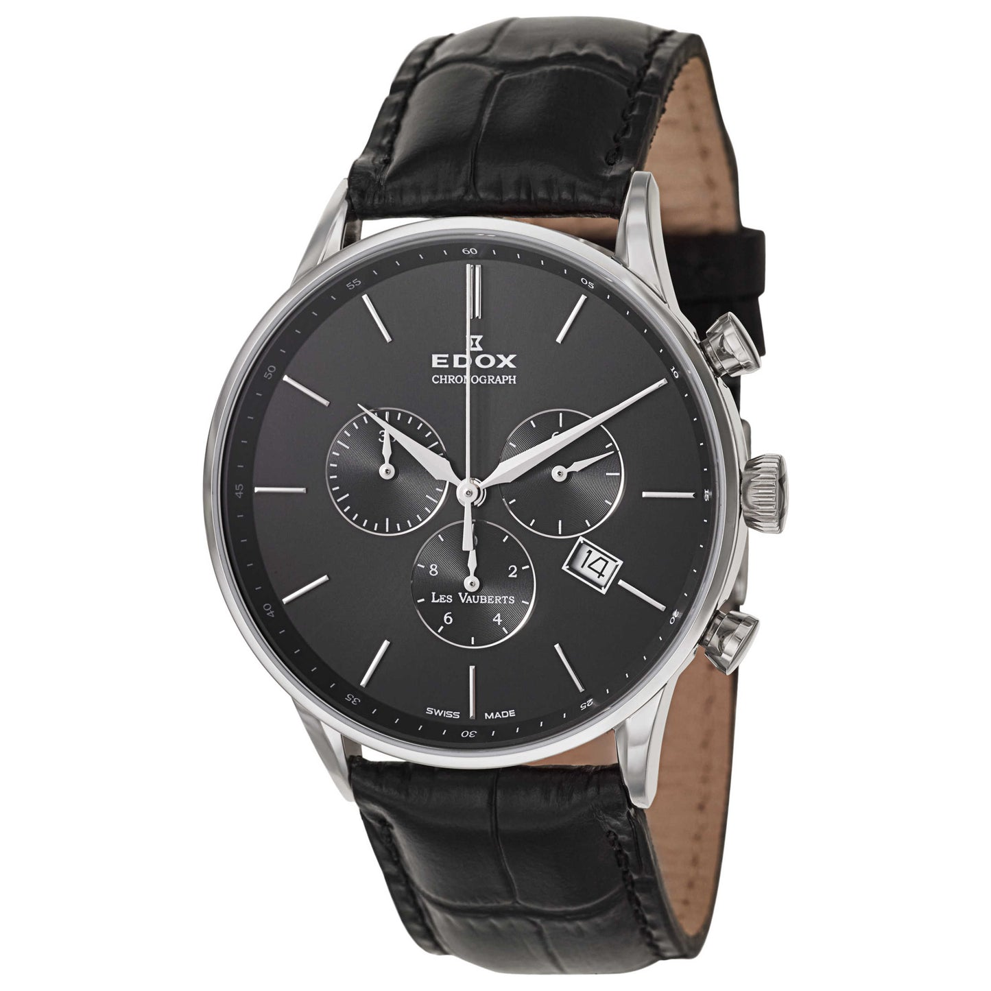 Front view of Edox Les Vauberts Men's Swiss Quartz (Battery-Powered) Watch 10408-3N-NIN