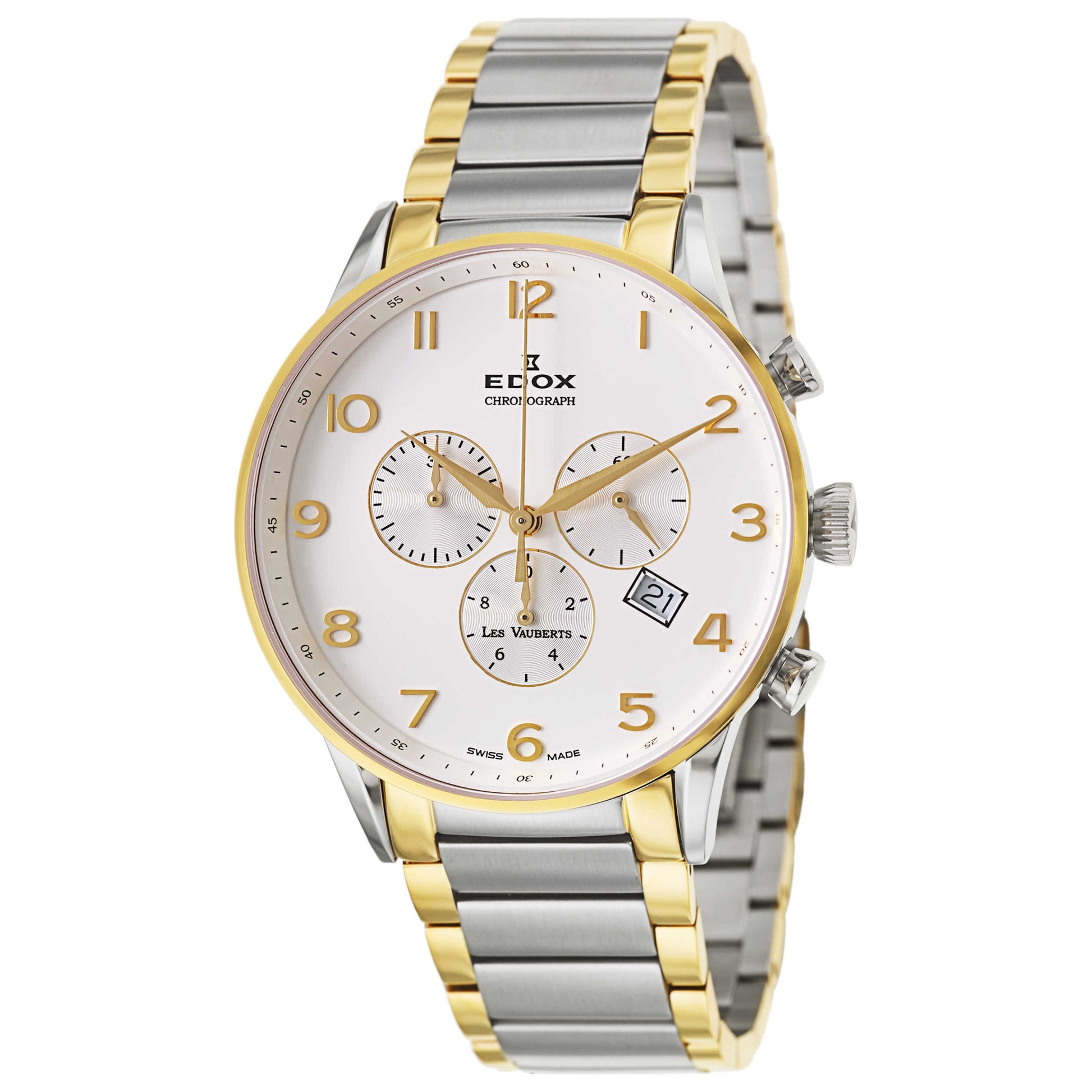 Front view of Edox Les Vauberts Men's Swiss Quartz (Battery-Powered) Watch 10409-357JA-ABD