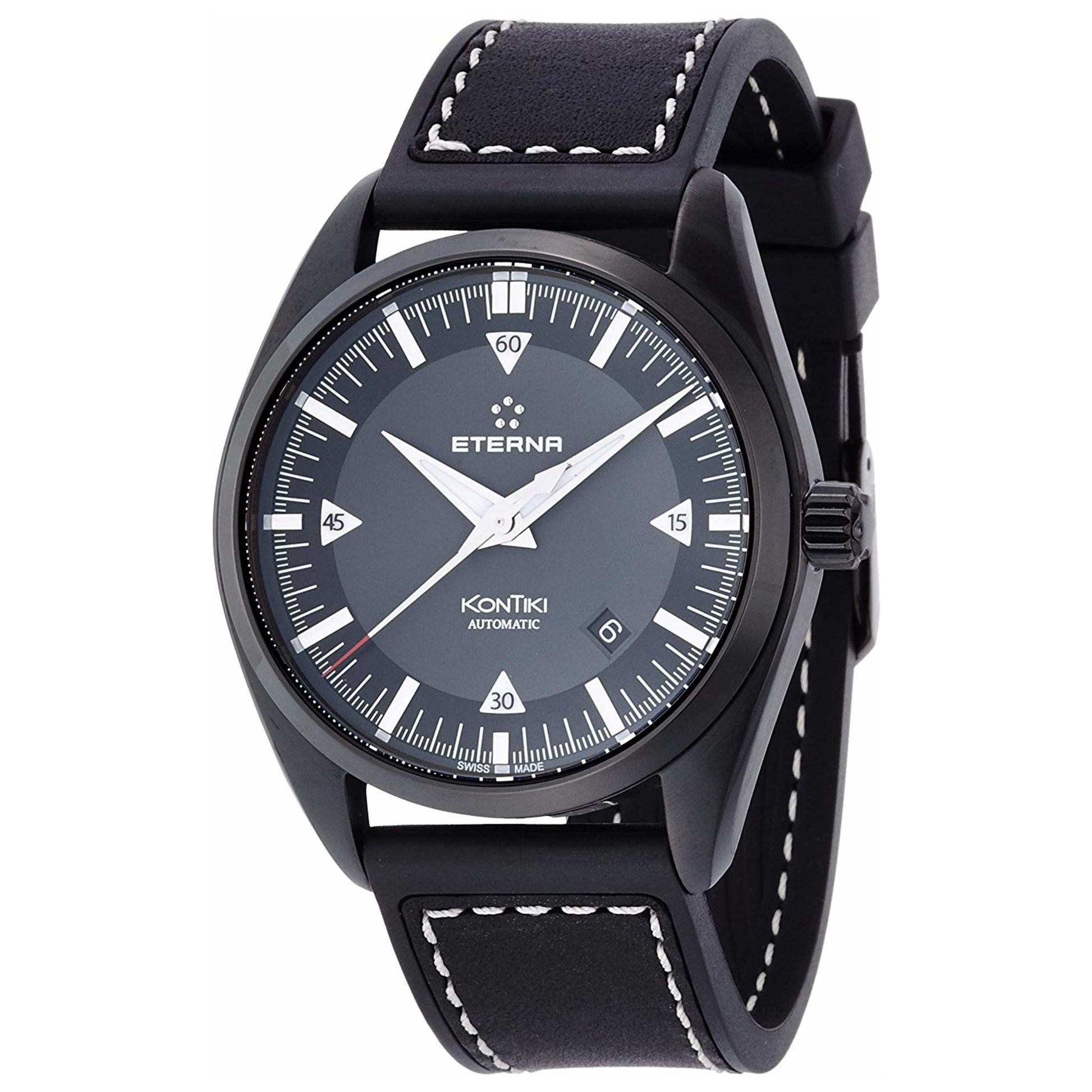 Front view of Eterna KonTiki Men's Automatic Watch 1222-43-41-1302