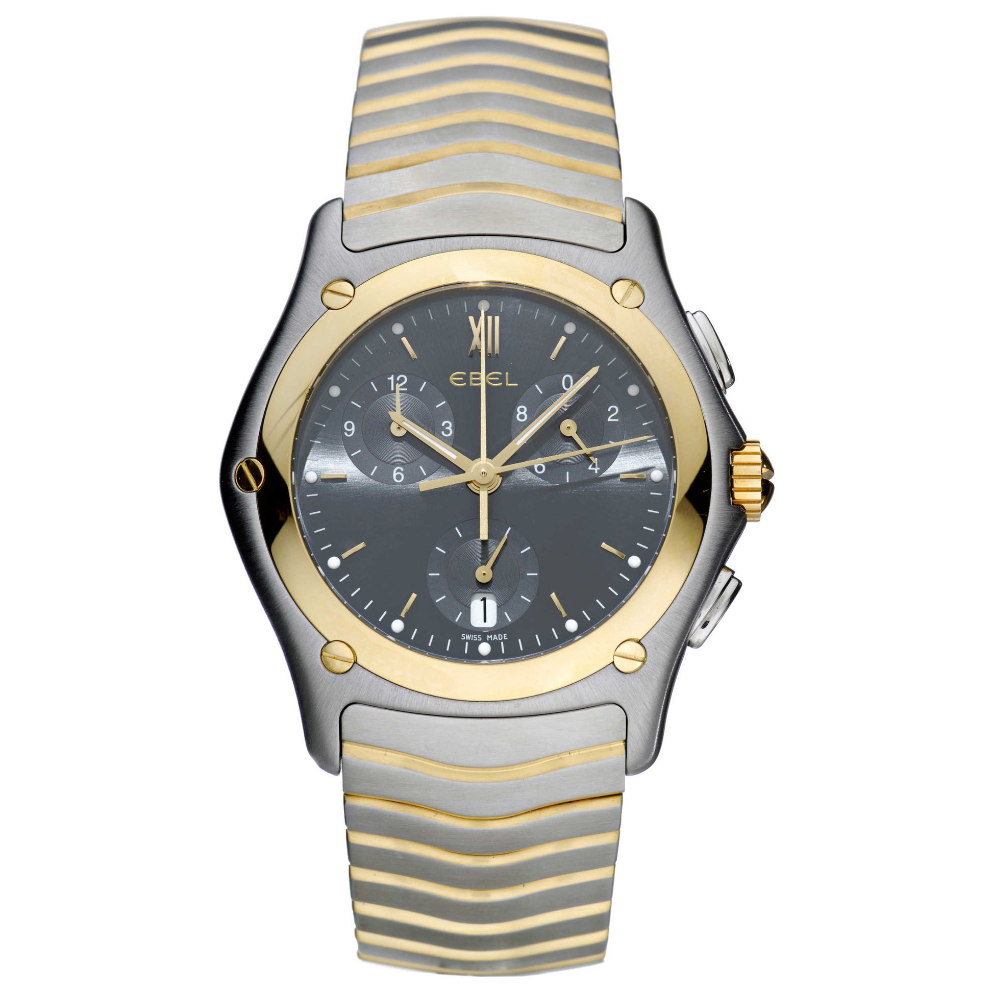 Front view of Ebel Classic Wave Men's Swiss Quartz (Battery-Powered) Watch 1251F41-33F25