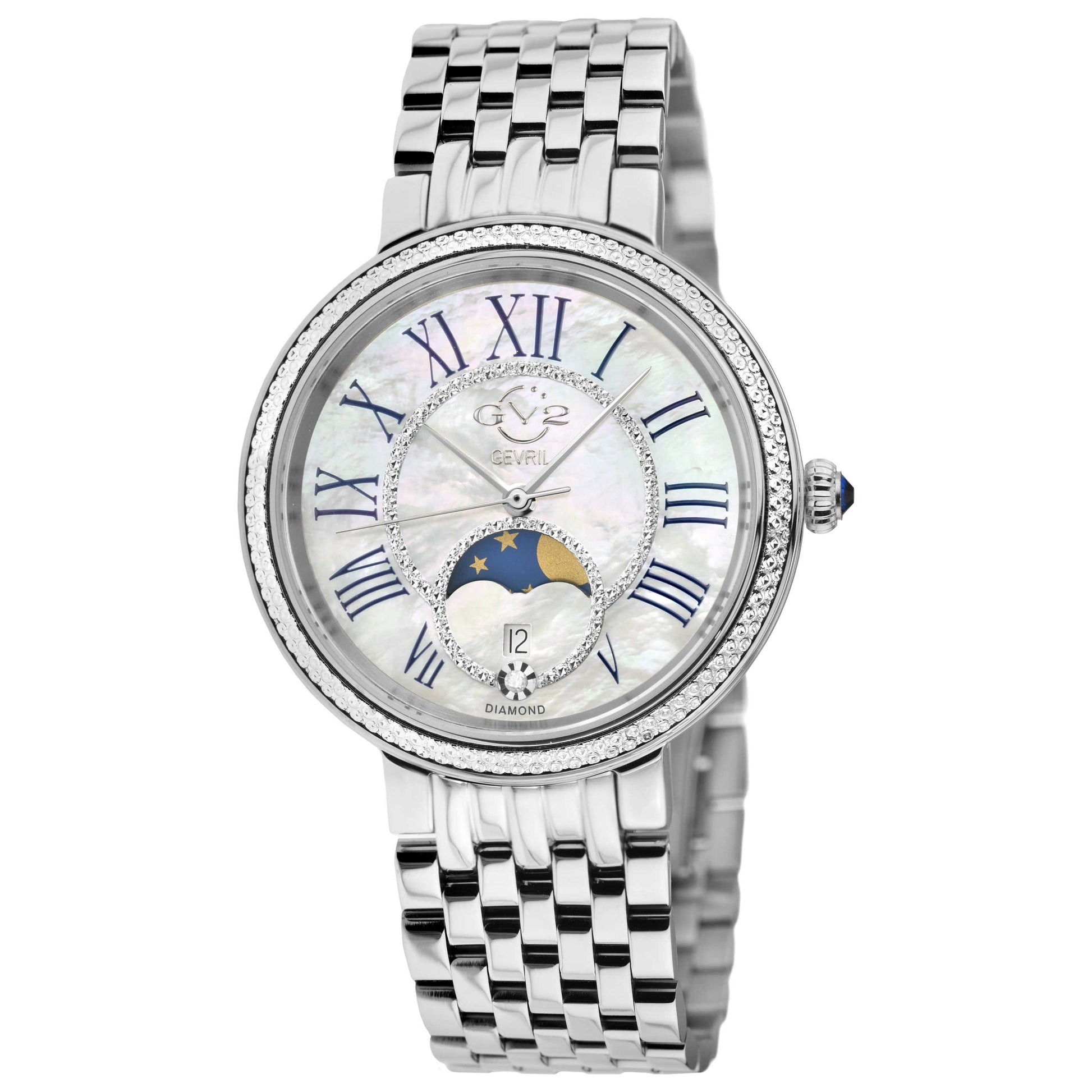 Front view of GV2 by Gevril Genoa Diamond Women's Quartz Watch 12540B