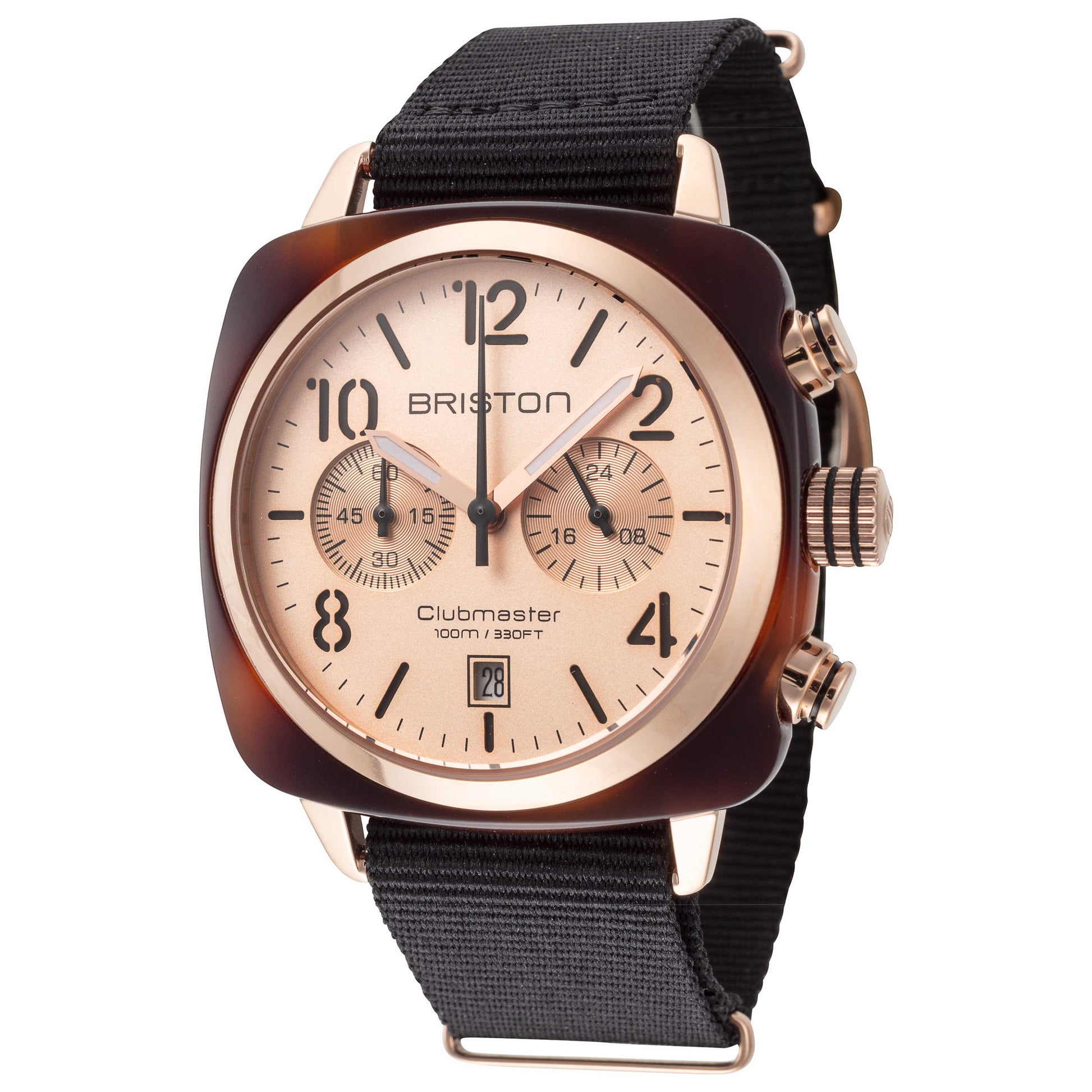 Front view of Briston Clubmaster Classic Men's Quartz Watch 14140.PRA.T.6.NB