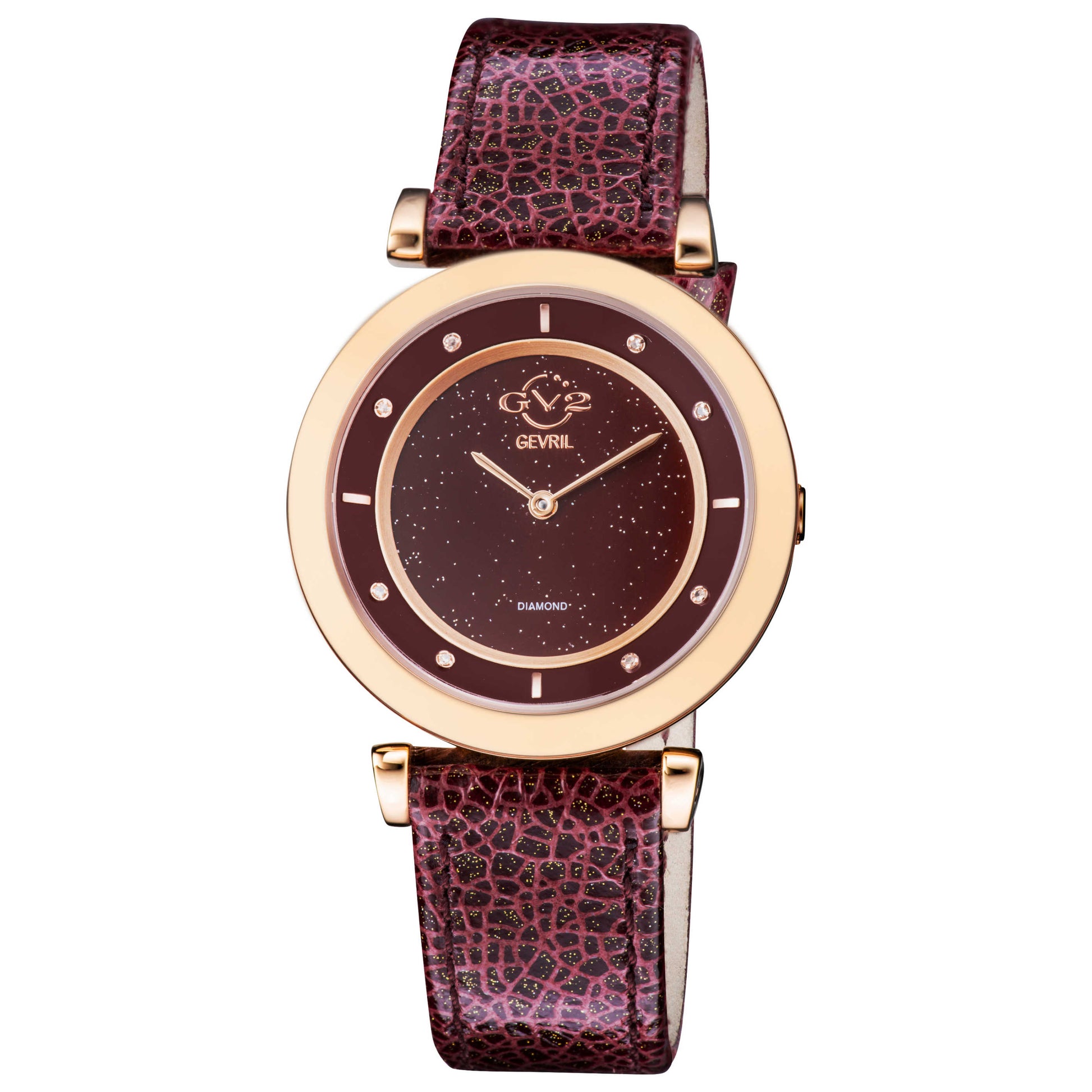 Front view of GV2 by Gevril Lombardy Diamond Women's Quartz Watch 14404