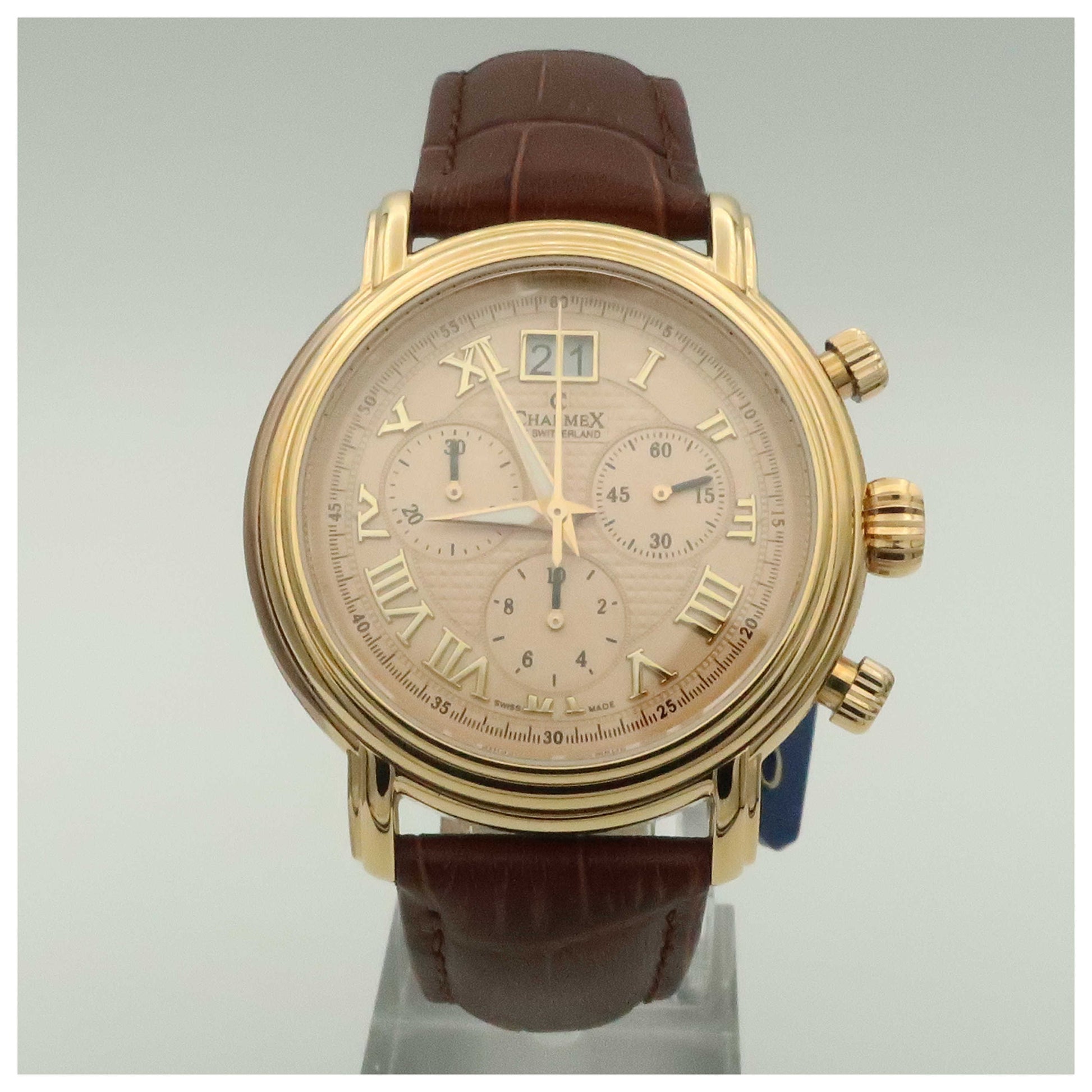 Front view of Charmex Monaco Men's Swiss Quartz (Battery-Powered) Watch 1757-PO