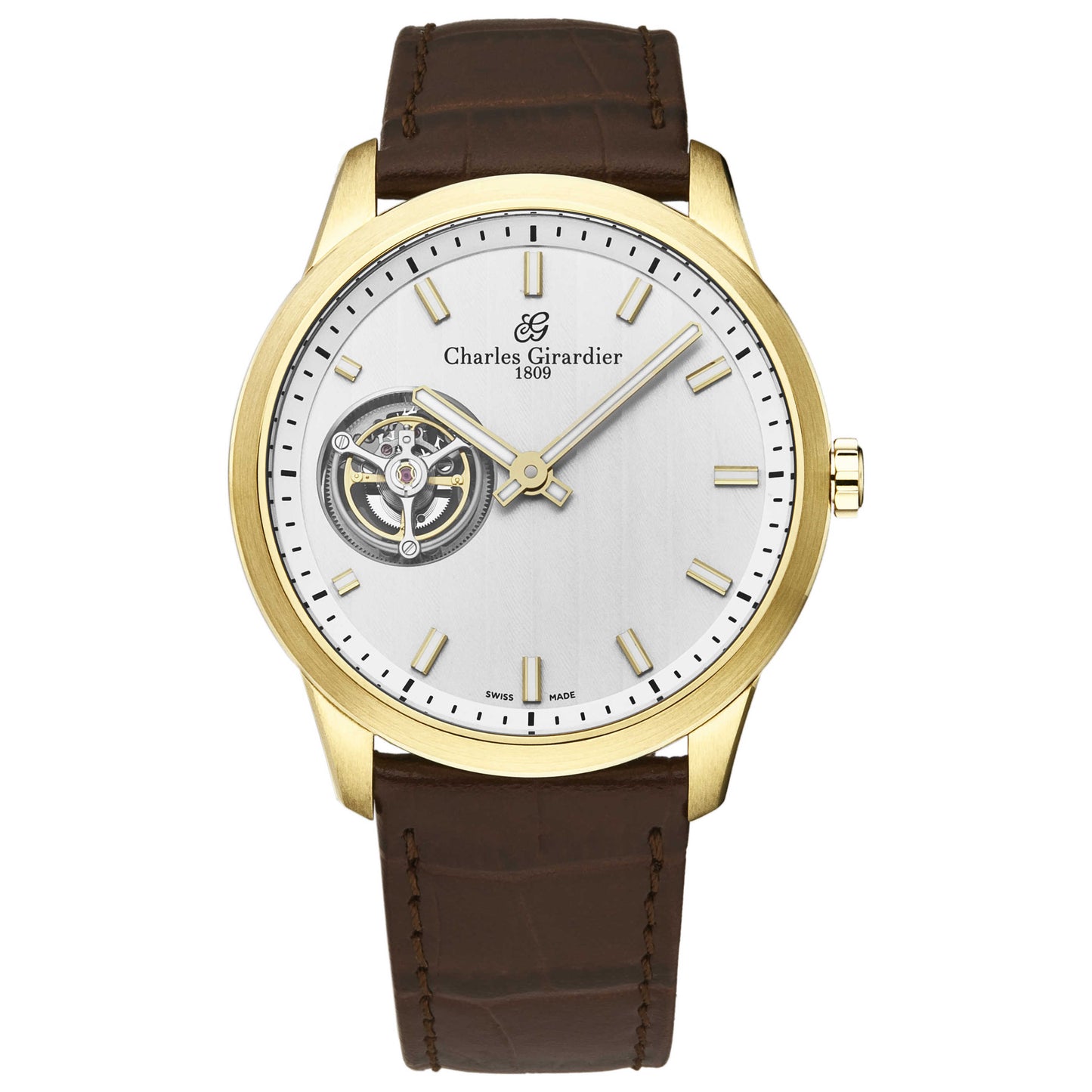 Front view of Charles Girardier Tourbillion Men's Manual-Wind Watch 1759YG