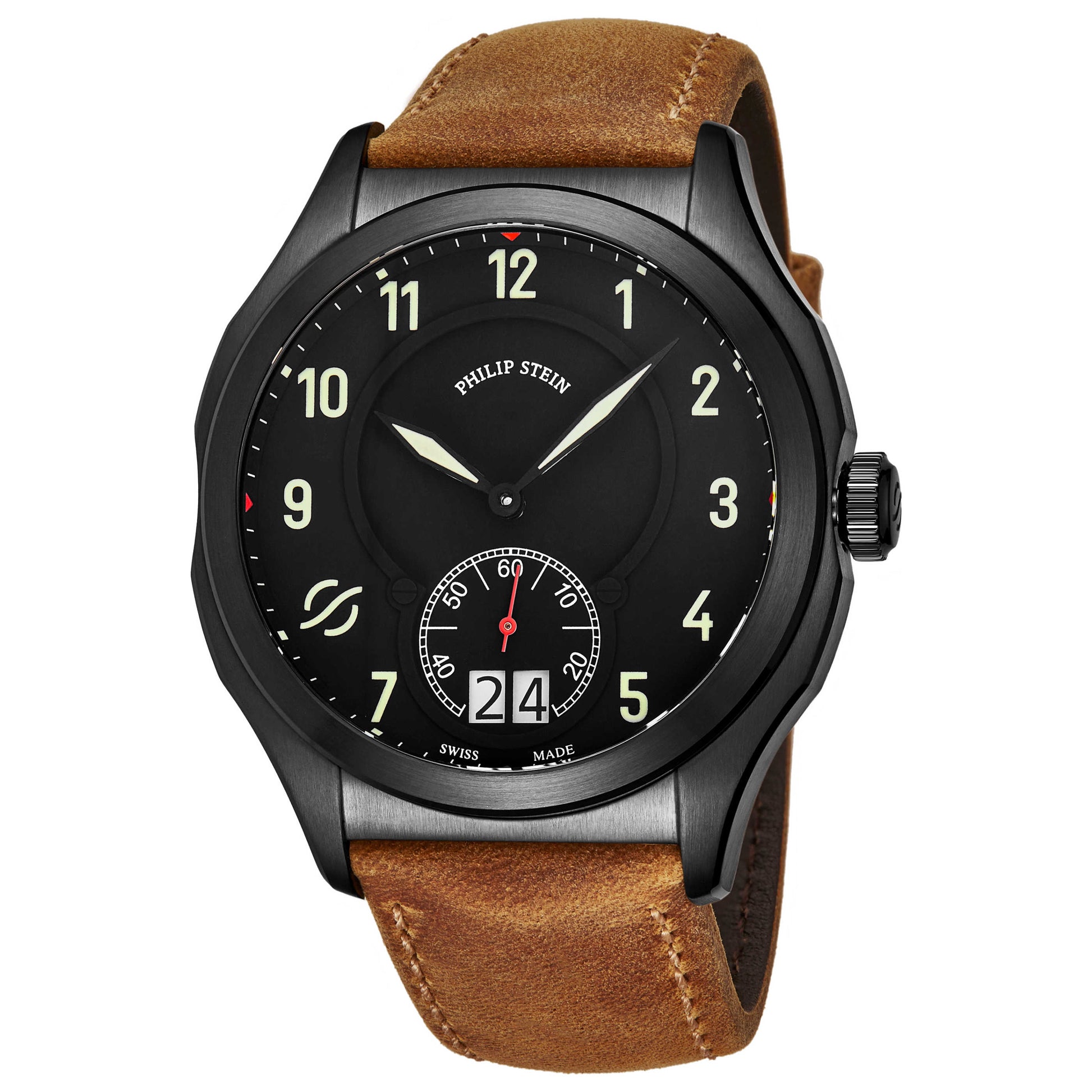 Front view of Philip Stein PRESTIGE Men's Quartz Watch 17BSBKLCASTM