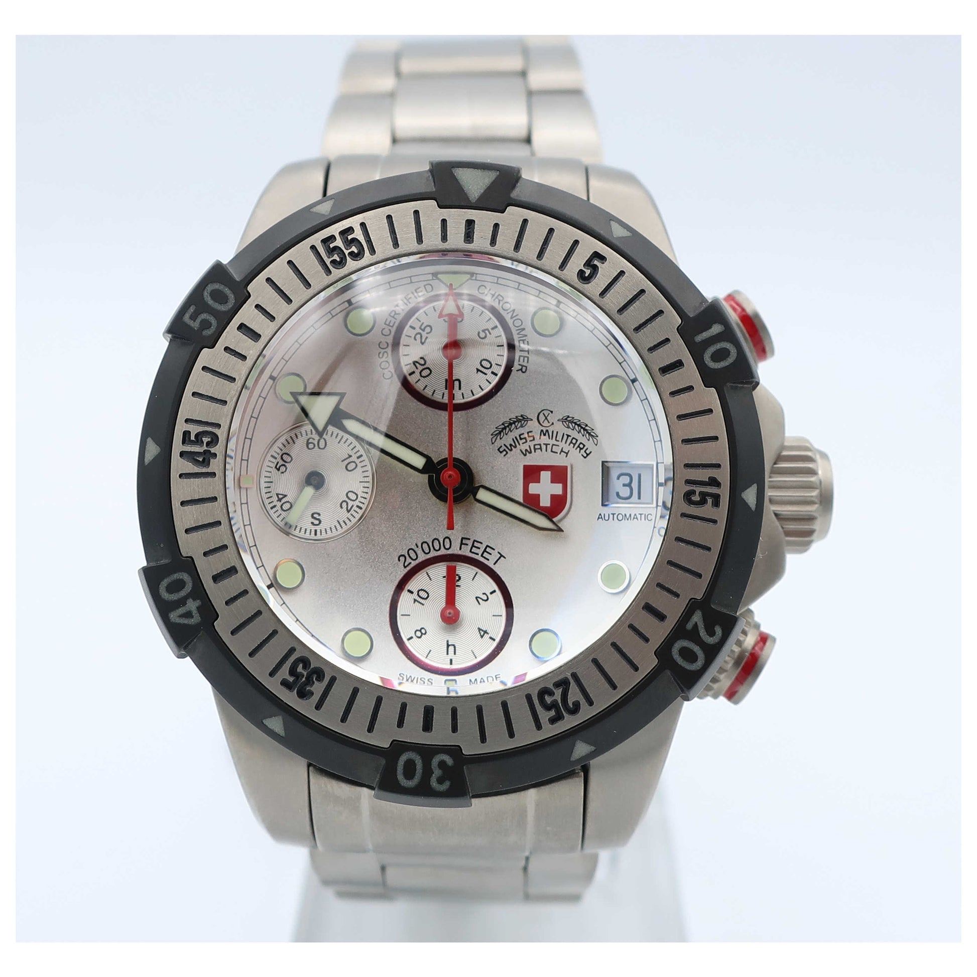 Front view of Swiss Military 20'000 Feet Men's Automatic Watch 1945-SD