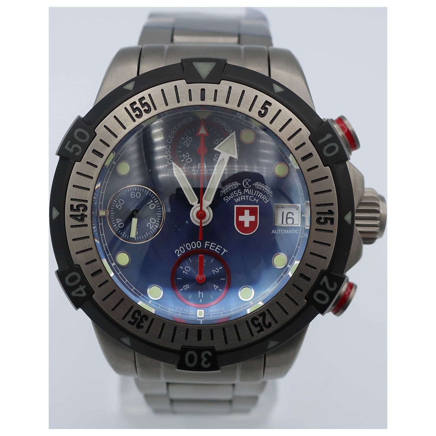 Front view of Swiss Military 20'000 Feet Men's Automatic Watch 1947-SD